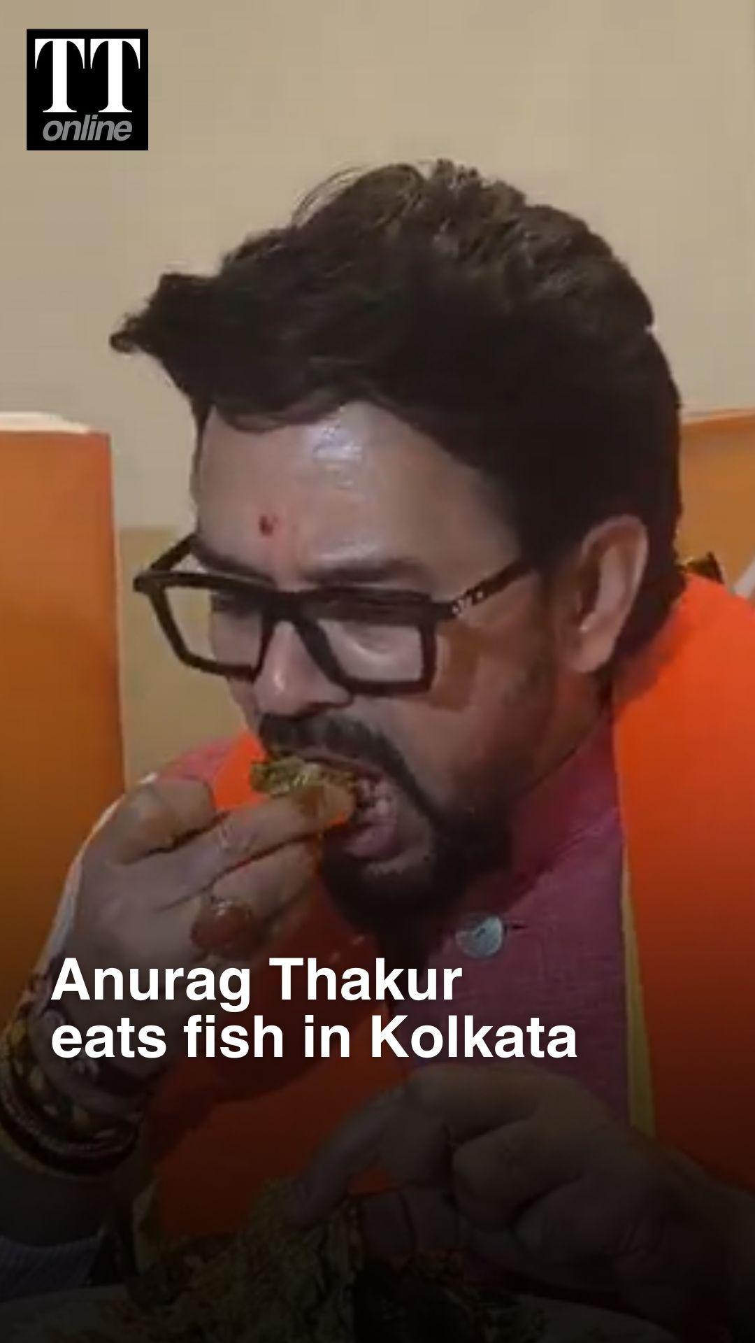 Anurag Thakur Eats Fish in Kolkata, Counters ‘Food Ban’ Claims | West Bengal Elections