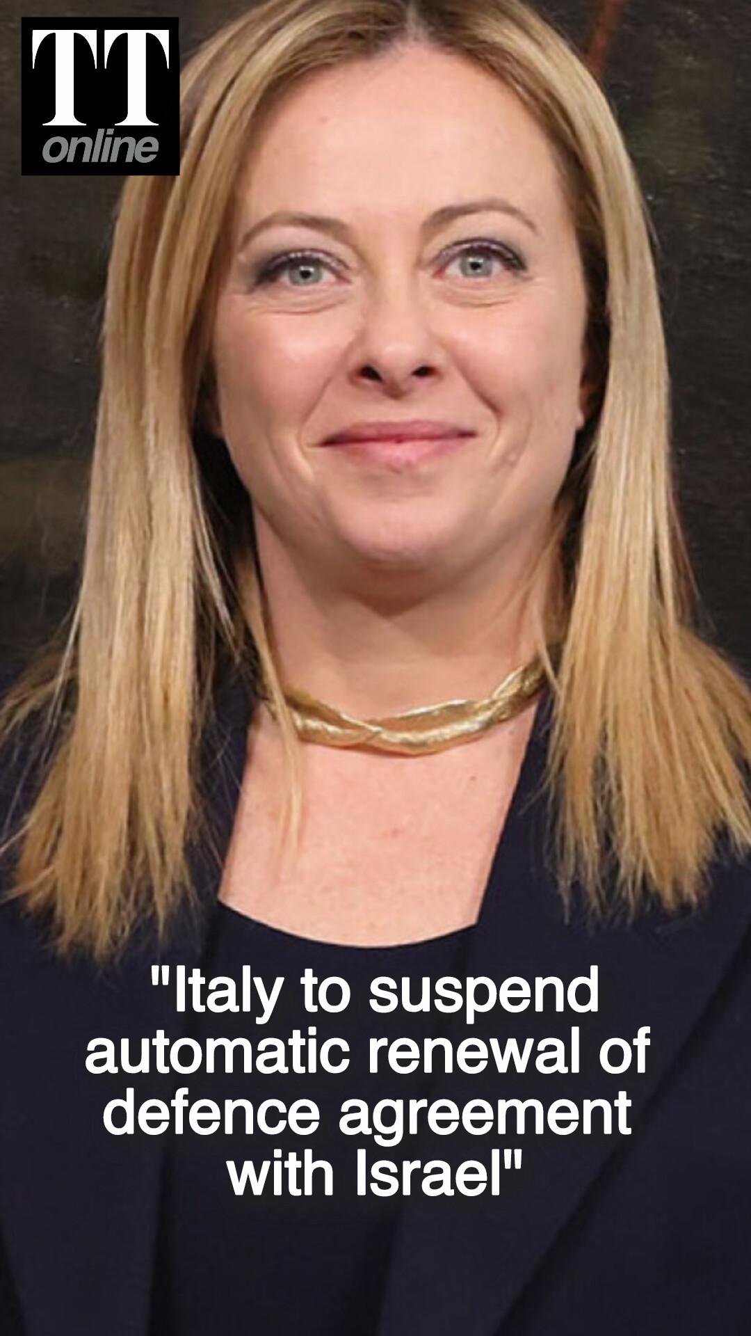 Italian PM Giorgia Meloni Suspends Defence Cooperation Deal With Israel
