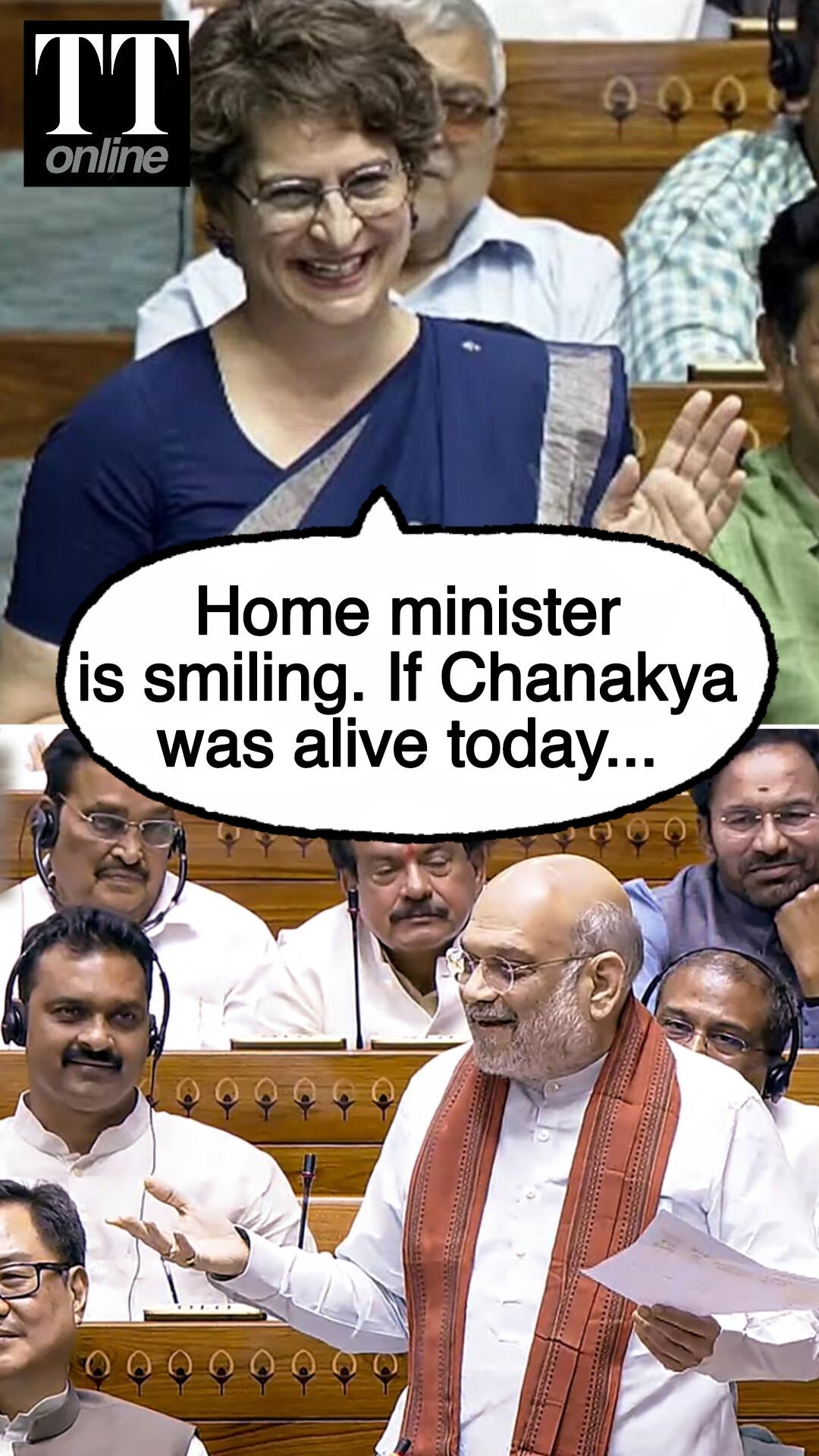Priyanka Gandhi Sees Amit Shah Laughing in Lok Sabha, Invokes Chanakya to Mock Him