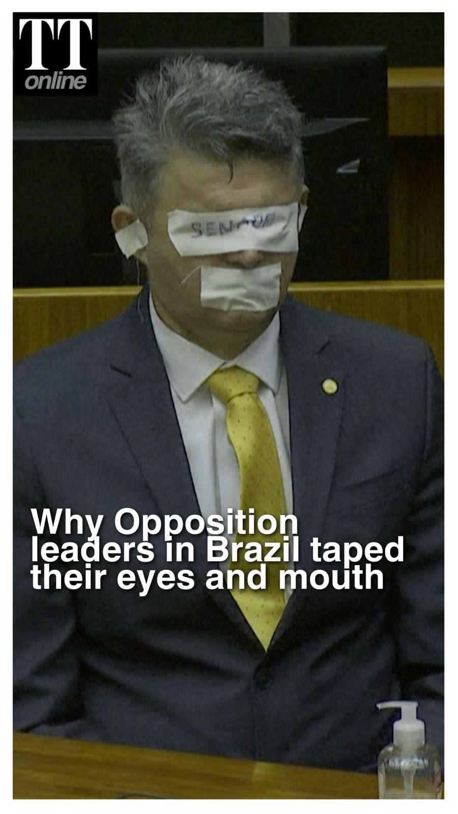 After Bolsonaro's House Arrest Order, Opposition Leaders Protest By Taping Mouth, Eyes in Congress