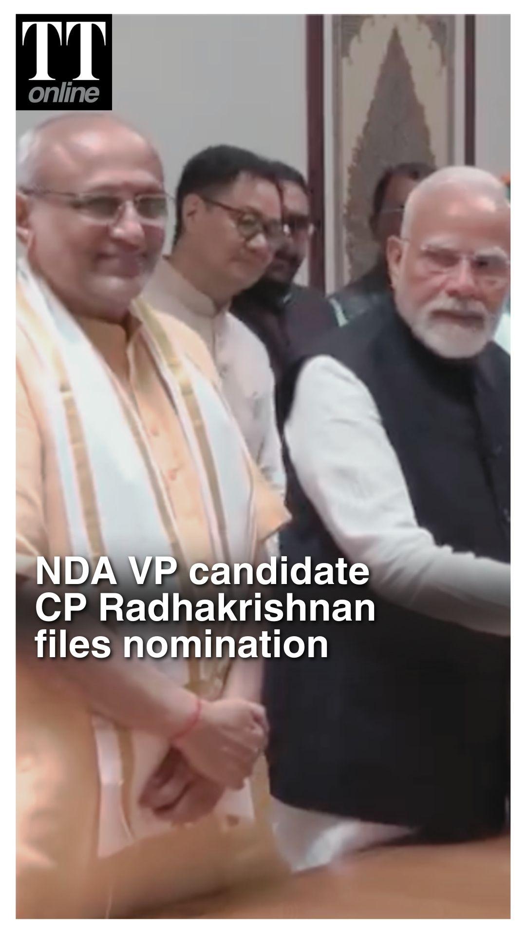 Accompanied by PM Modi, CP Radhakrishnan Files Nomination for Vice Presidential Election
