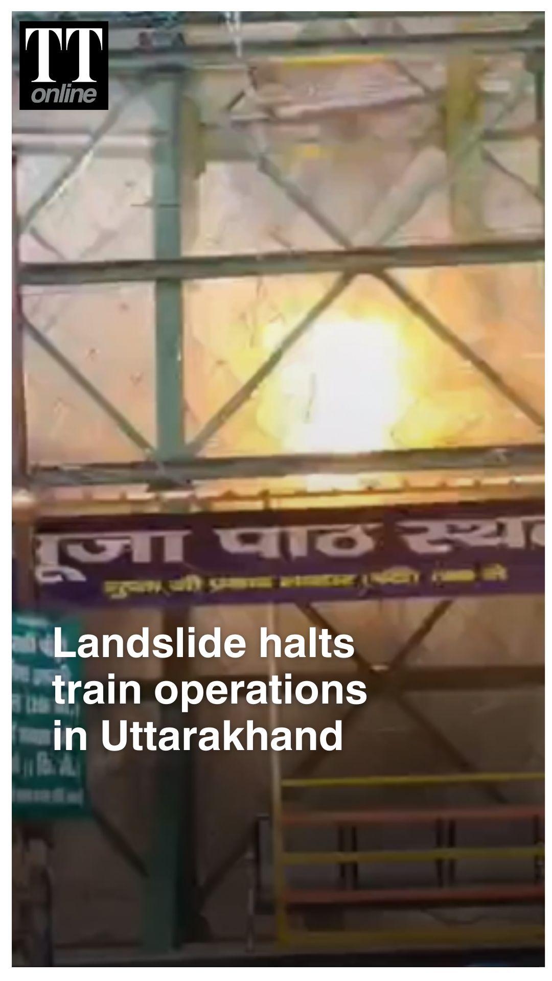 Watch | Moment a Large Chunk of Rocks Fell on Train Track in Uttarakhand