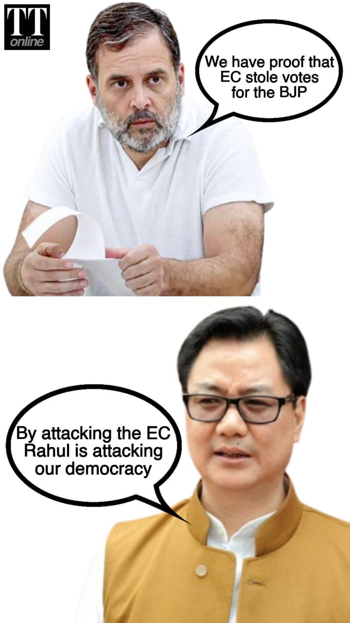 Rahul Calls EC Vote Theft ‘Treason’, Rijiju Hits Back: ‘Dangerous, Damaging India’s Image’