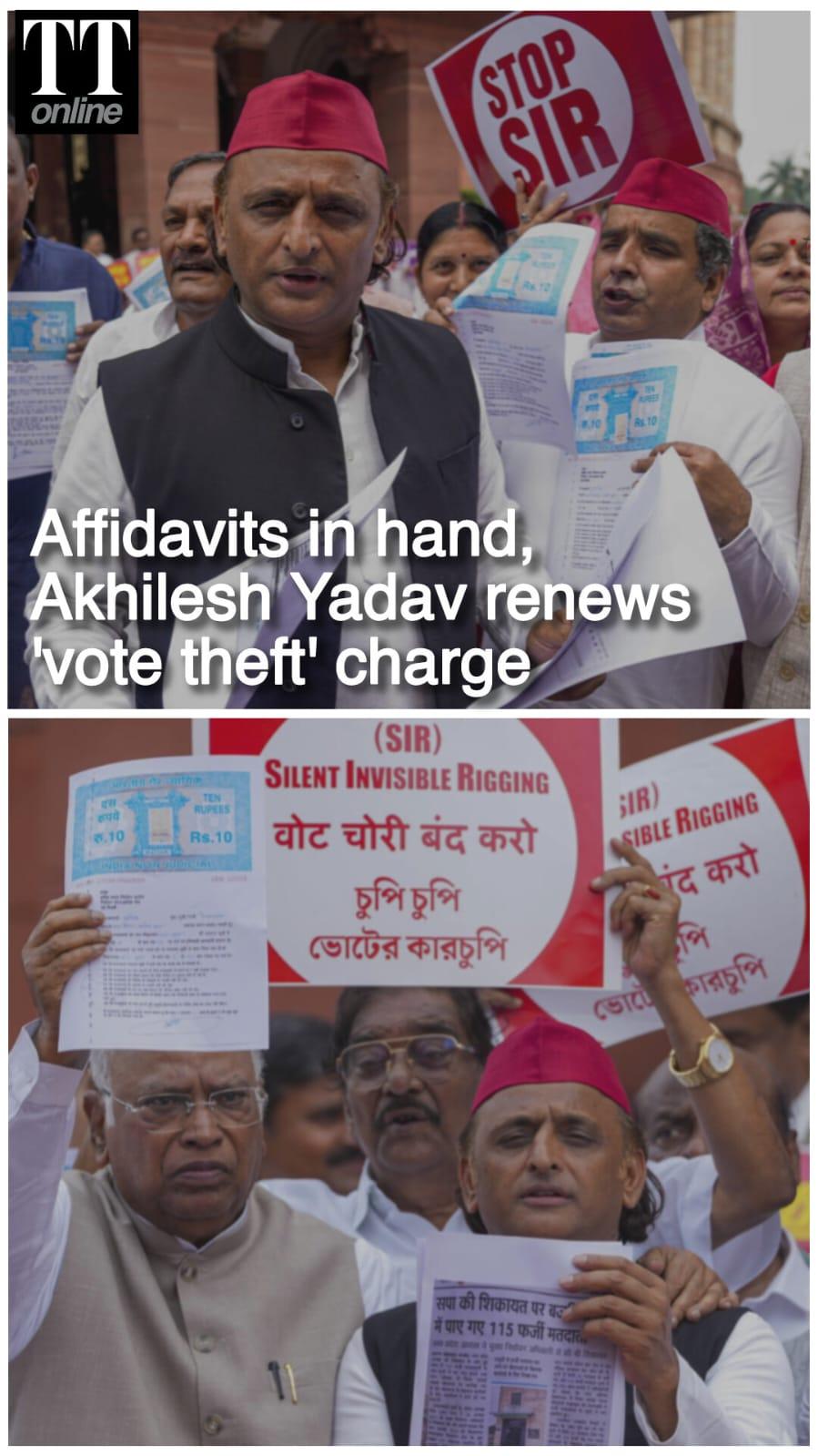 Akhilesh Yadav Distributes Affidavits in Parliament, Renews ‘Vote Theft’ Charge on Election Commission