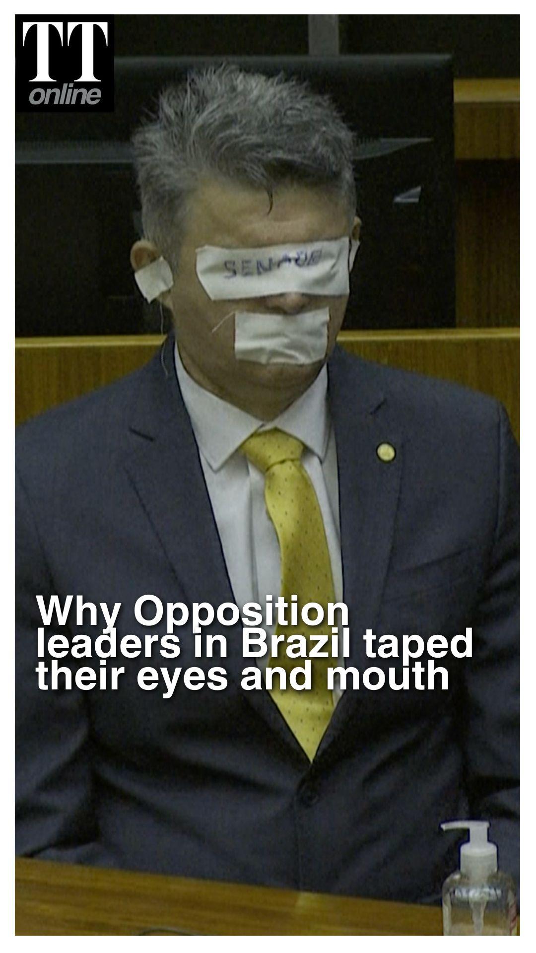 After Bolsonaro's House Arrest Order, Opposition Leaders Protest By Taping Mouth, Eyes in Congress