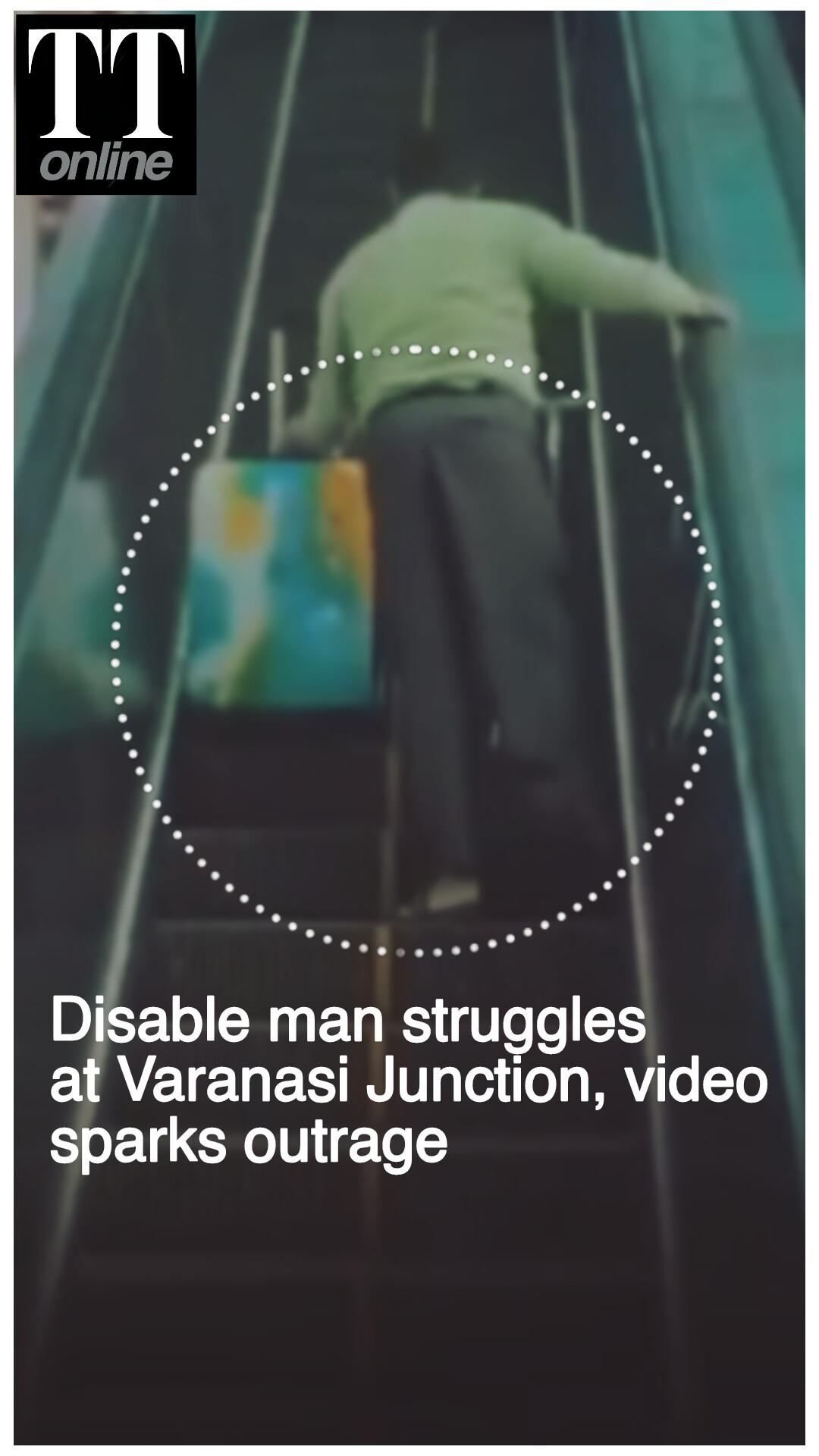 Watch | Disabled Man Struggles on Non-functional Escalator at Varanasi Junction