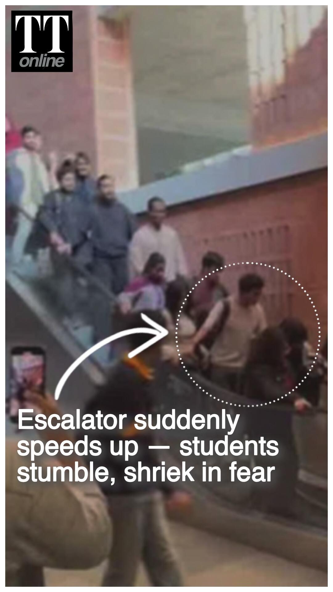 Escalator Suddenly Speeds Up — Triggers Panic Among Dhaka University Students