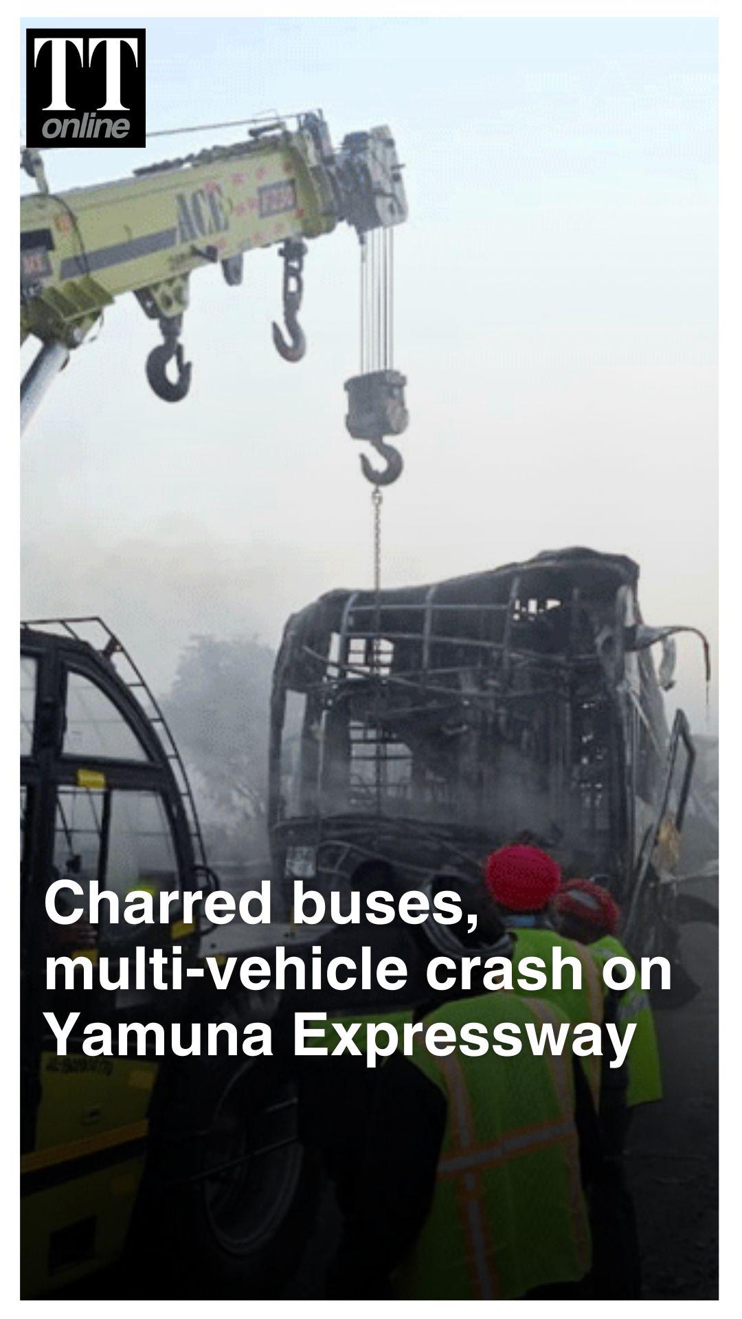 Dense Fog Causes Massive Vehicle Crash, Bus Catches Fire on Yamuna Expressway, 13 Killed