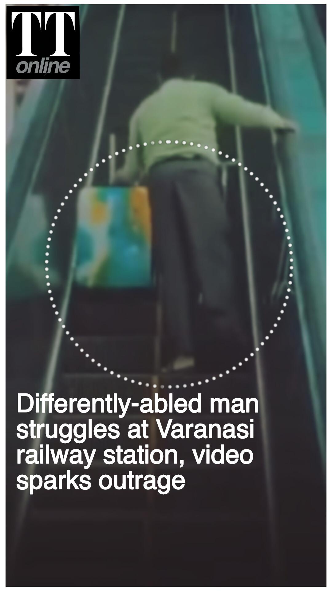Watch | Disabled Man Struggles on Non-functional Escalator at Varanasi Junction