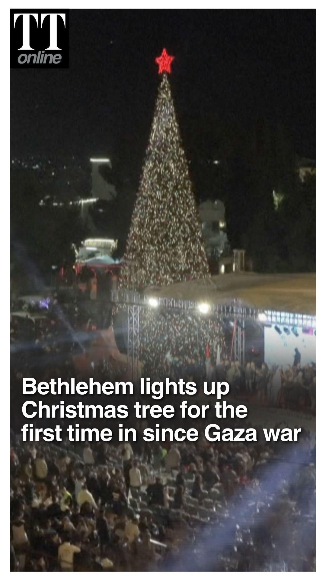 Bethlehem Lights Christmas Tree After Two Years  Since Start of Gaza War
