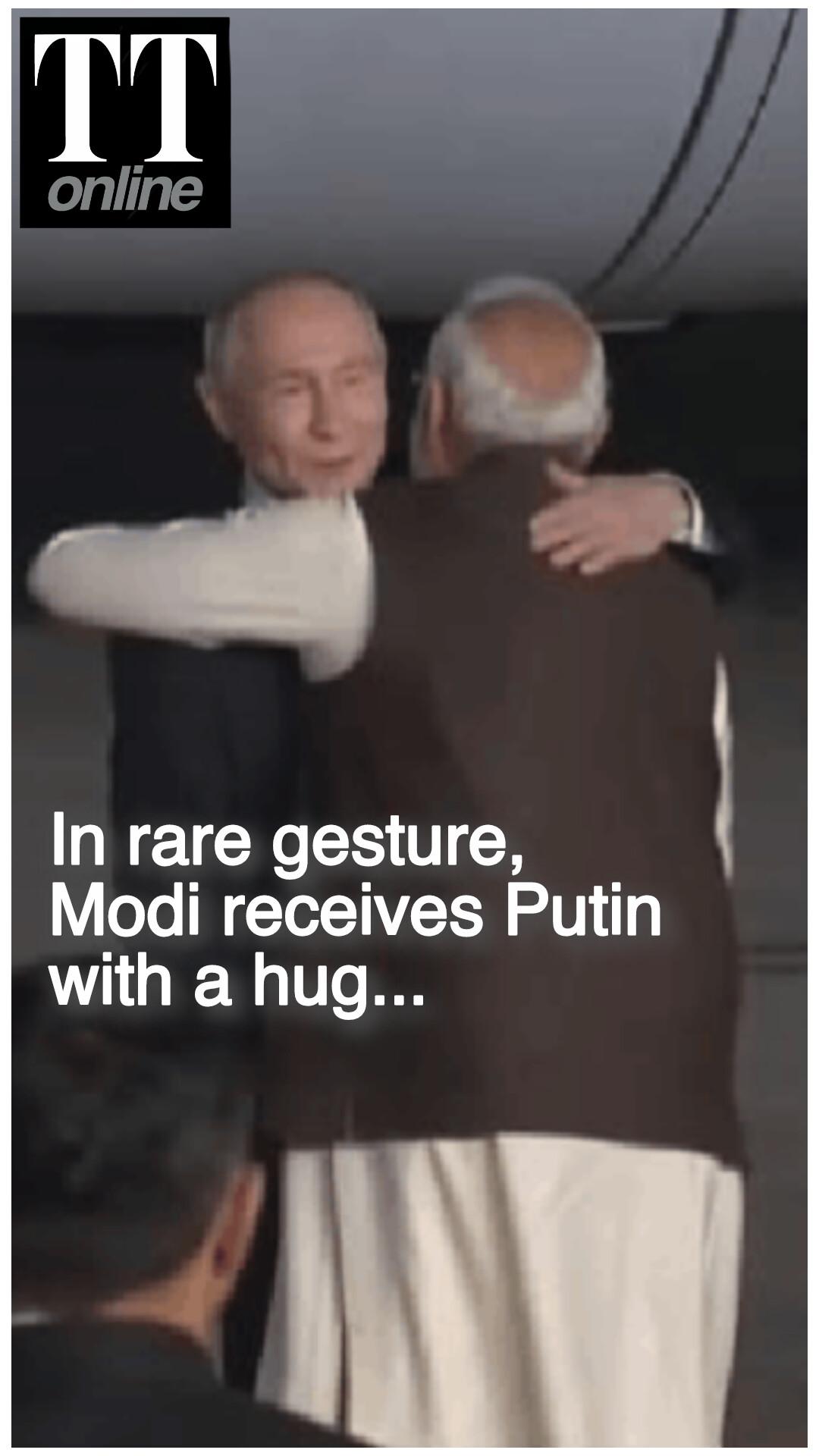 Putin Lands in Delhi to a Modi Hug Ahead Of High Stakes India-Russia Summit