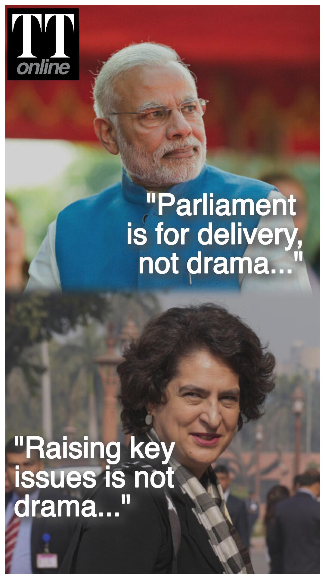 PM Modi says "Don’t Do Drama in Parliament", Priyanka Gandhi Counters