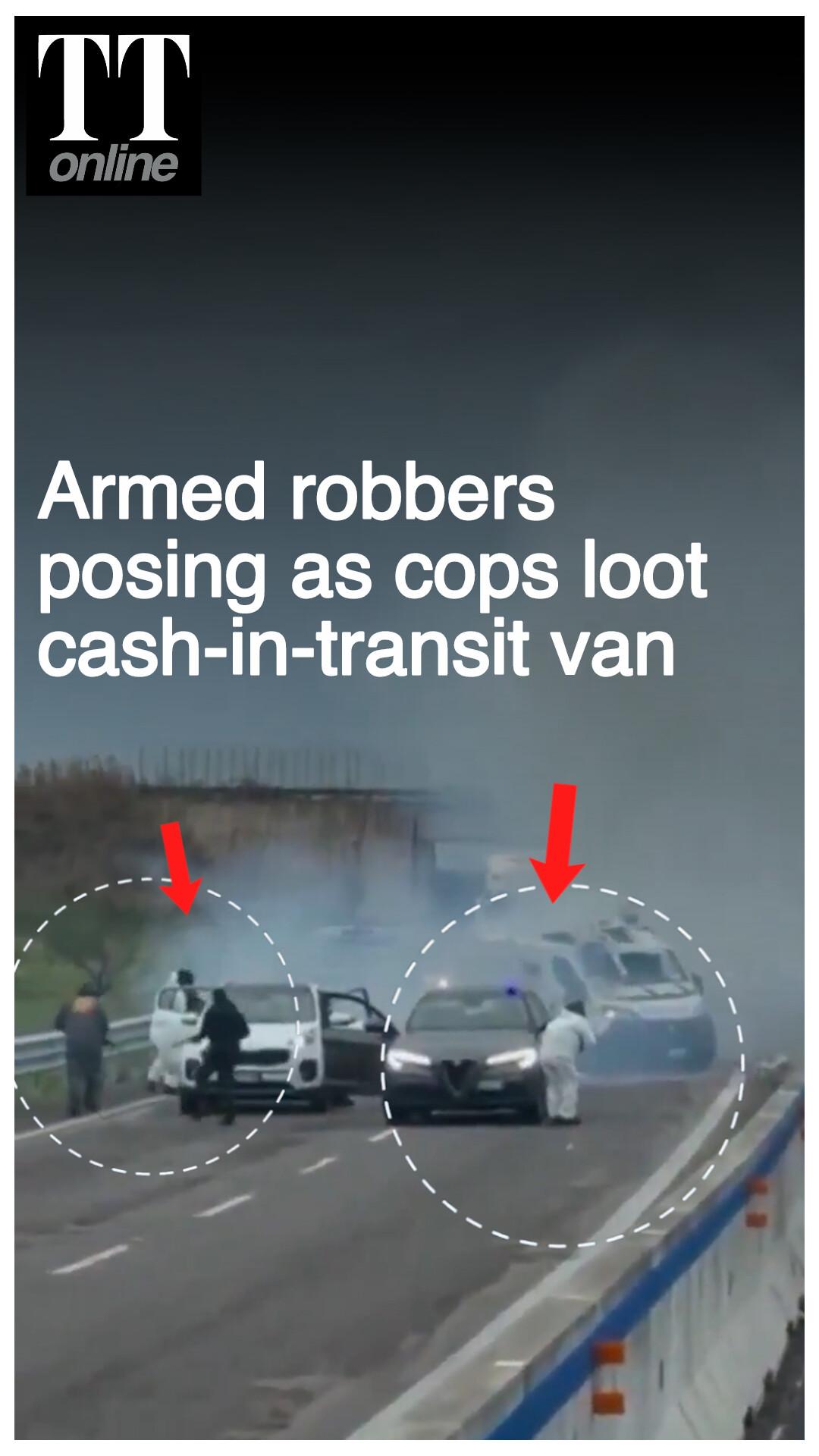 Watch | Moment a Gang Posing as Police Attacked a Cash Van on Italian Highway