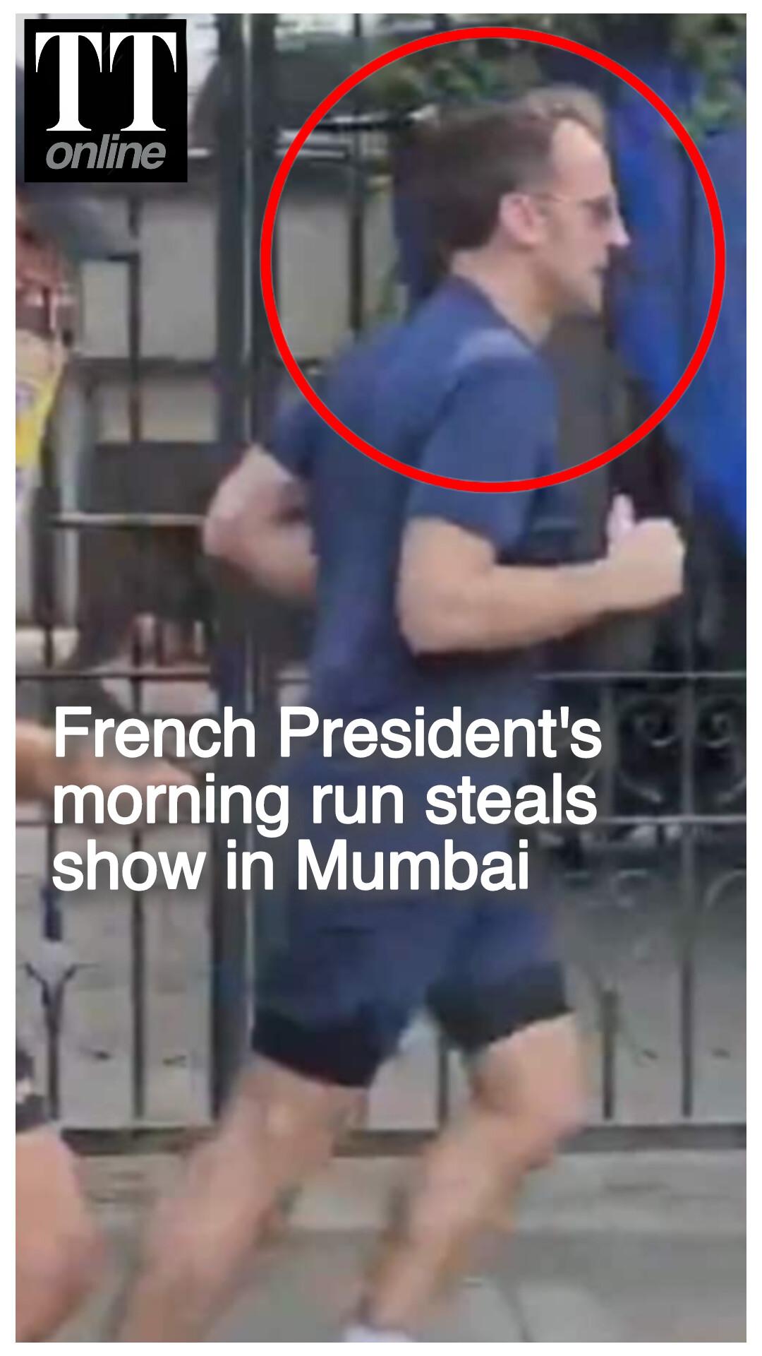Watch | Emmanuel Macron Starts India Visit With Early Morning Run at Marine Drive