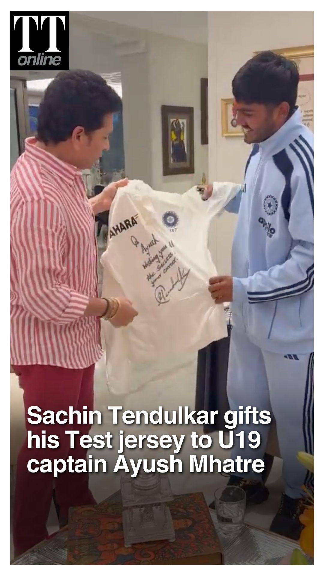 Sachin Tendulkar Gifts His Test Jersey to U19 World Cup-Winning Captain Ayush Mhatre