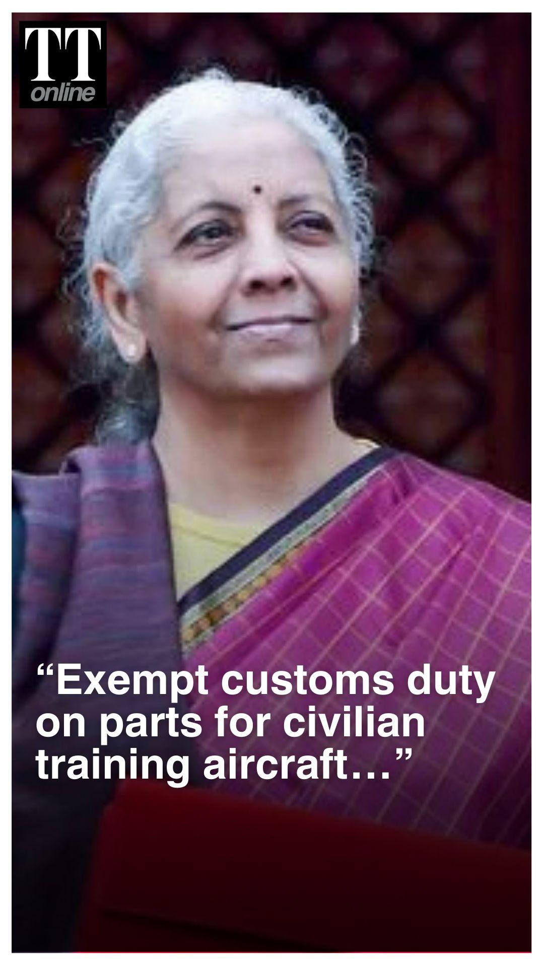 FM Sitharaman Announces Custom Duty Relief For Civil and Defence Aviation Sector