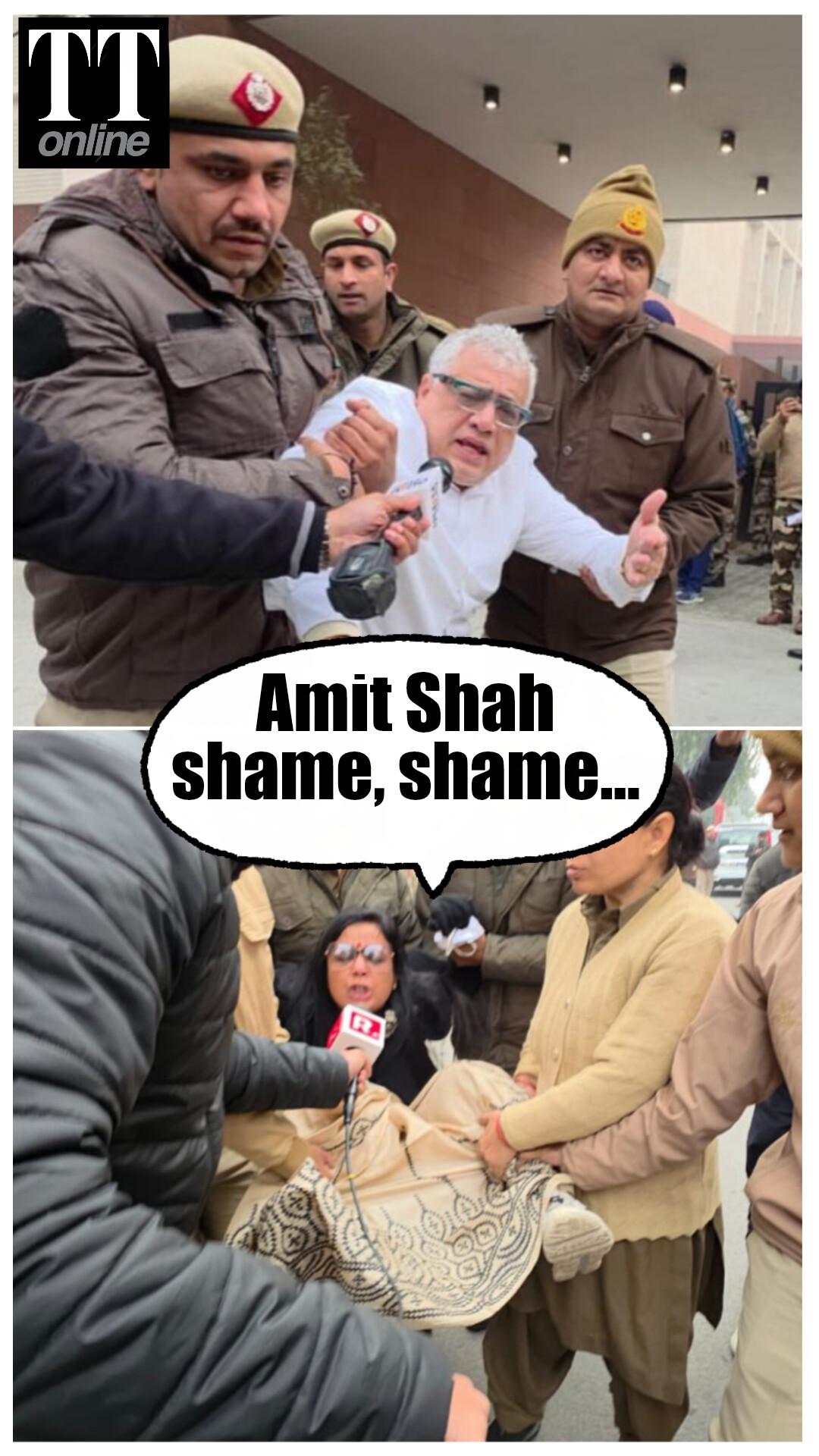 TMC MPs Protest Outside Amit Shah’s Office — Mahua Moitra, Derek O’Brien Detained