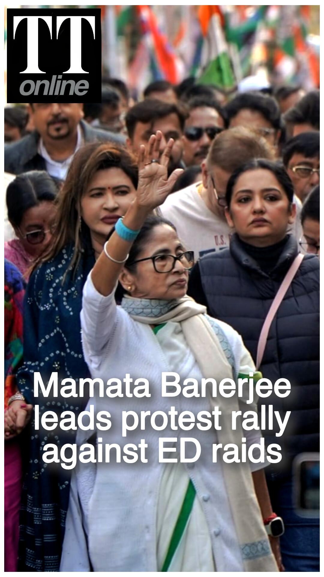Mamata Banerjee Leads Massive Protest Rally Against ED Raids on I-PAC