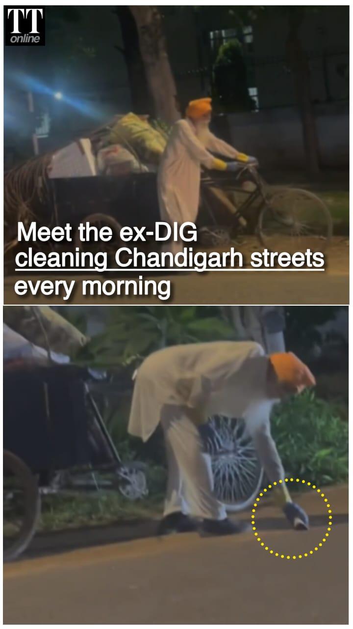 88-Year-Old Retired DIG Cleans Streets of Chandigarh, Wins Praise from Anand Mahindra