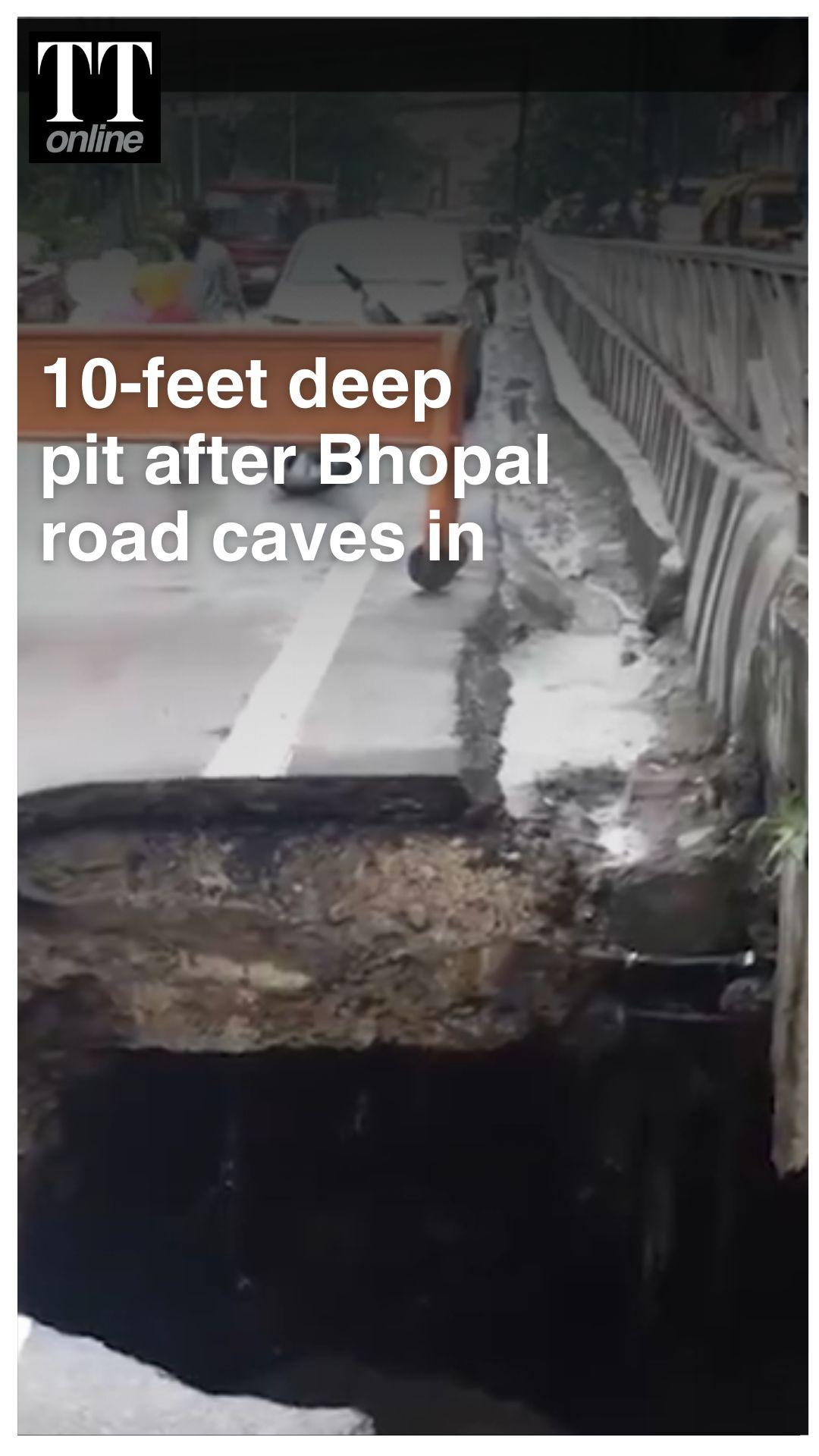 Bhopal Road Caves in, Leaves 10-ft Deep Pit Following Heavy Rain