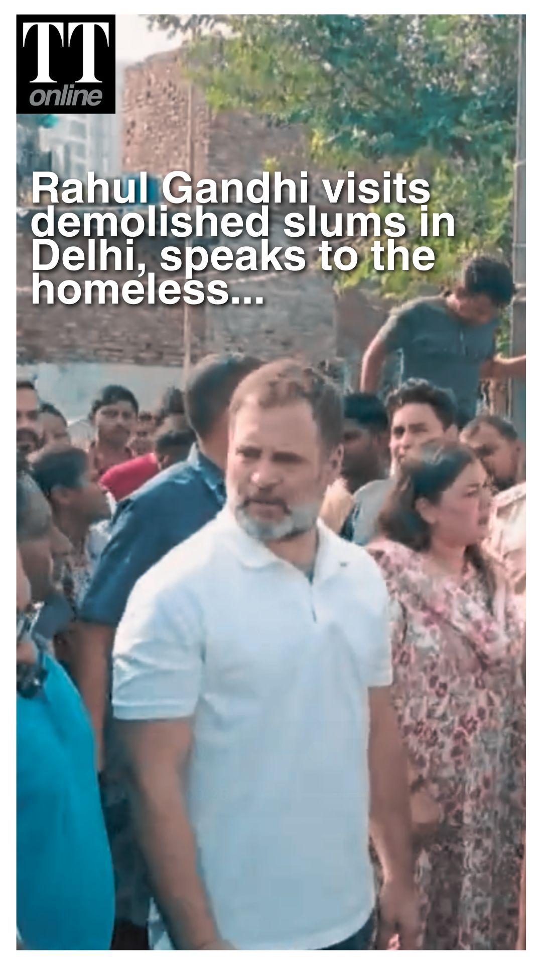 Rahul Gandhi Visits Demolished Jailerwala Bagh in Delhi, Meet Affected Slum Dwellers