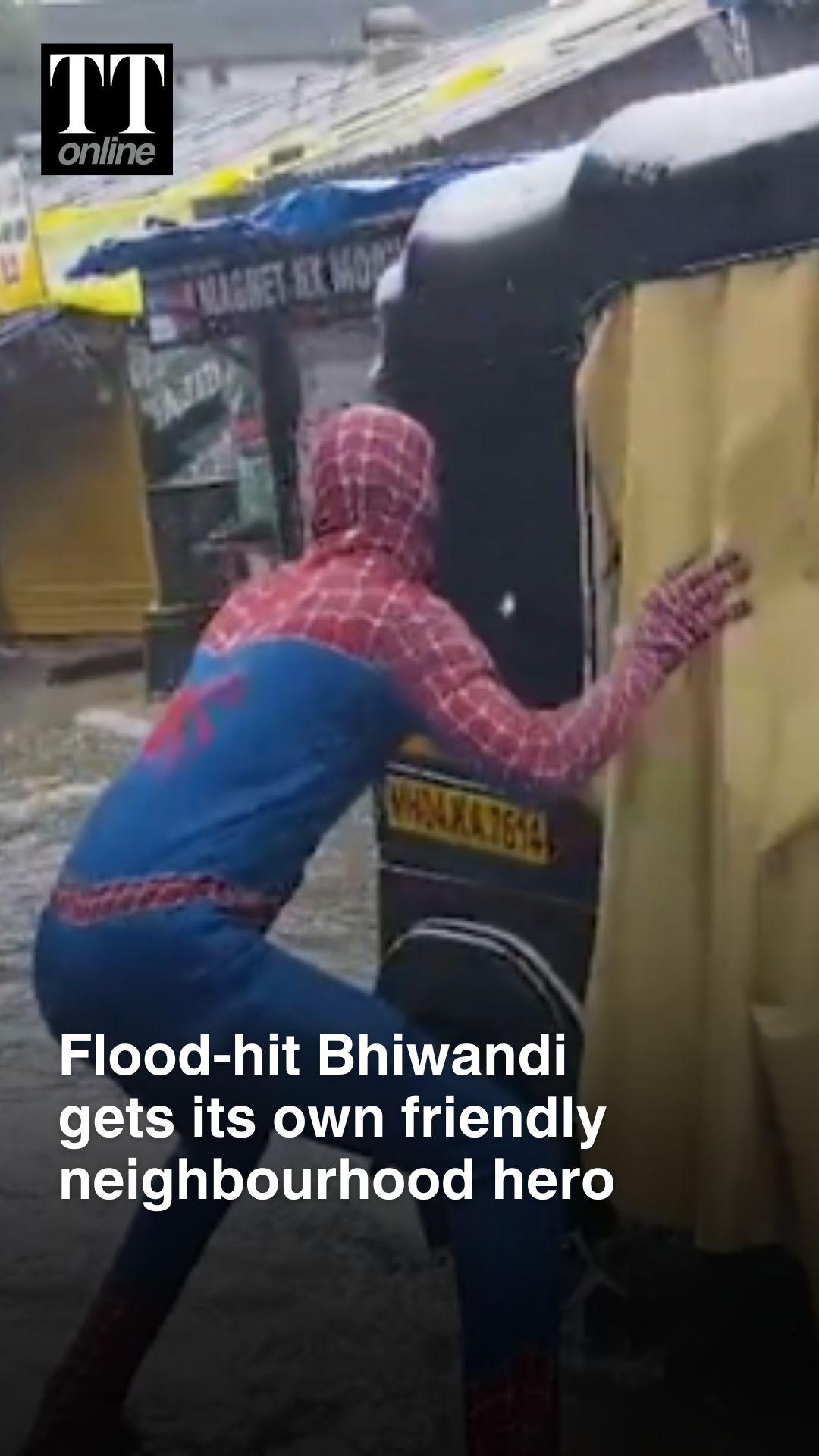 Spider-Man Rescues Commuters on Flooded Streets of Maharashtra’s Bhiwandi