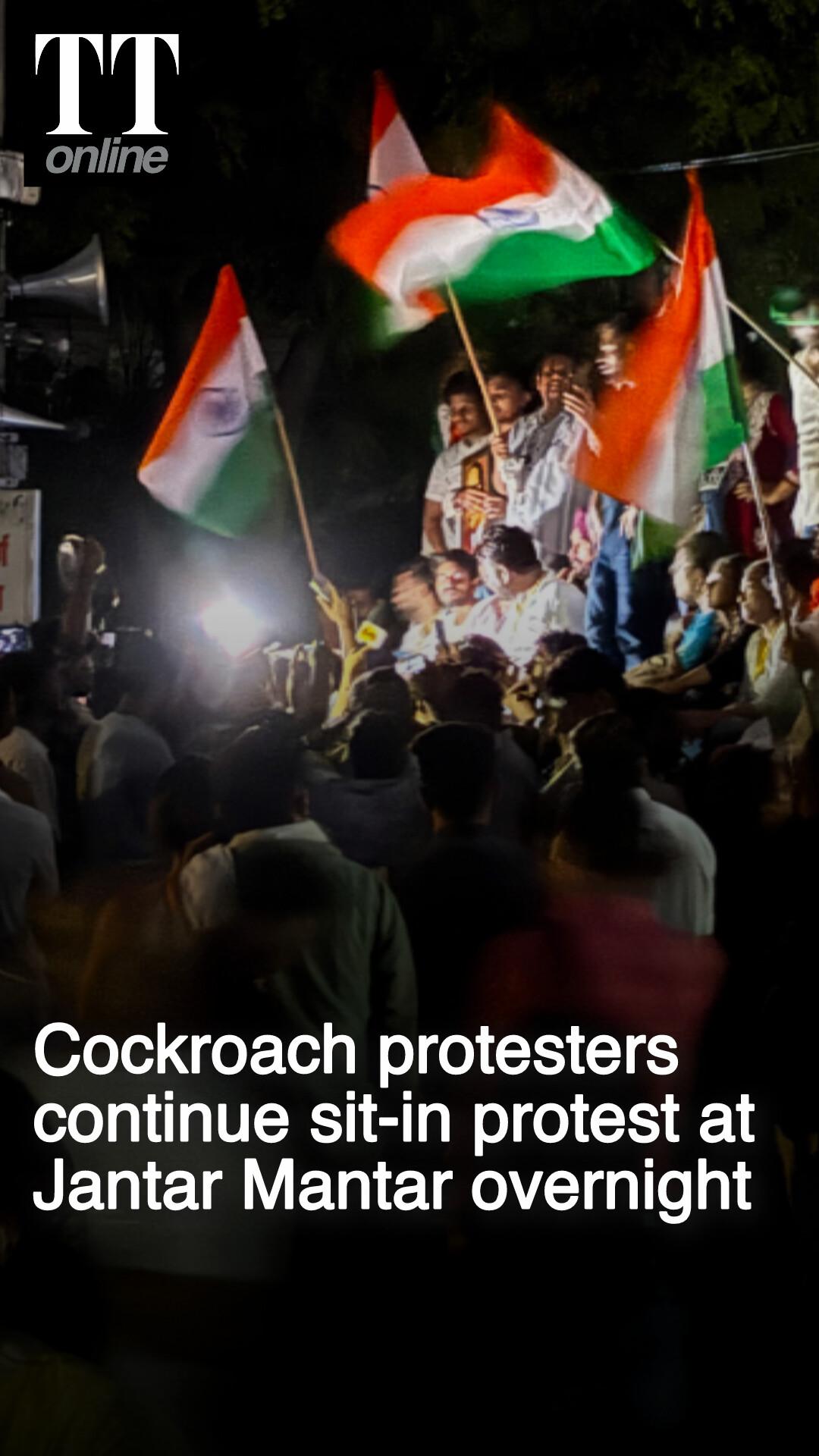 Abhijeet Dipke, Cockroach party Supporters Continue Sit-in Overnight at Jantar Mantar