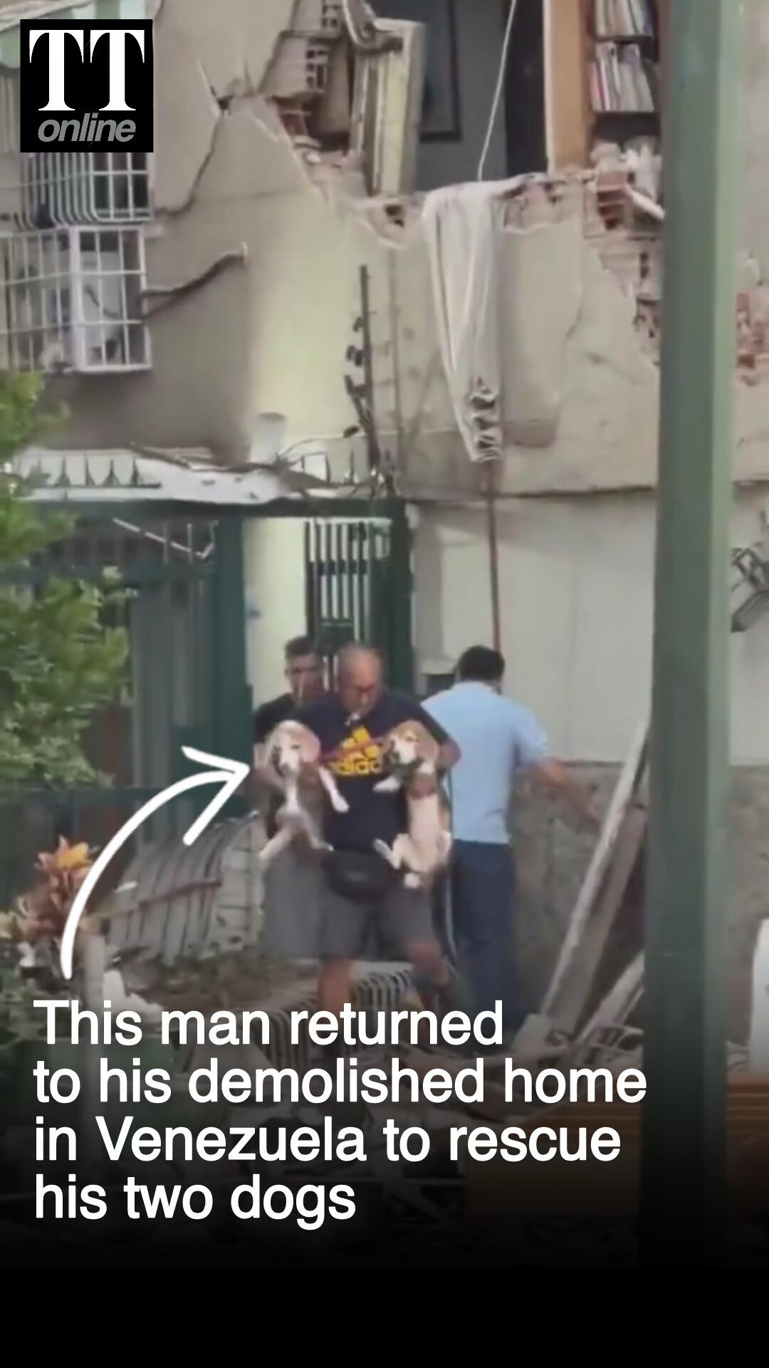 When A Man Returned to His Demolished Home in Venezuela to Rescue His Pets