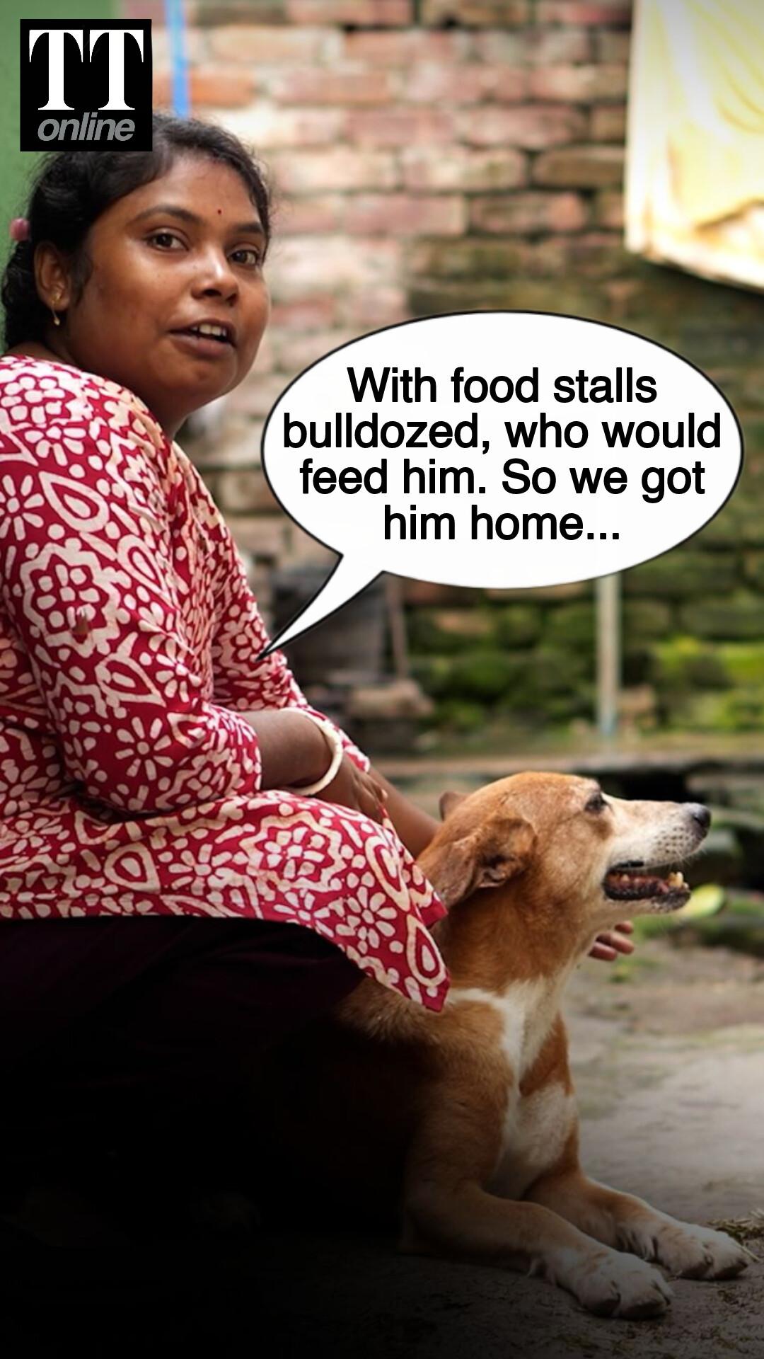 Shop Bulldozed, Future Uncertain But a Hawker Couple Couldn't Abandon the Dog