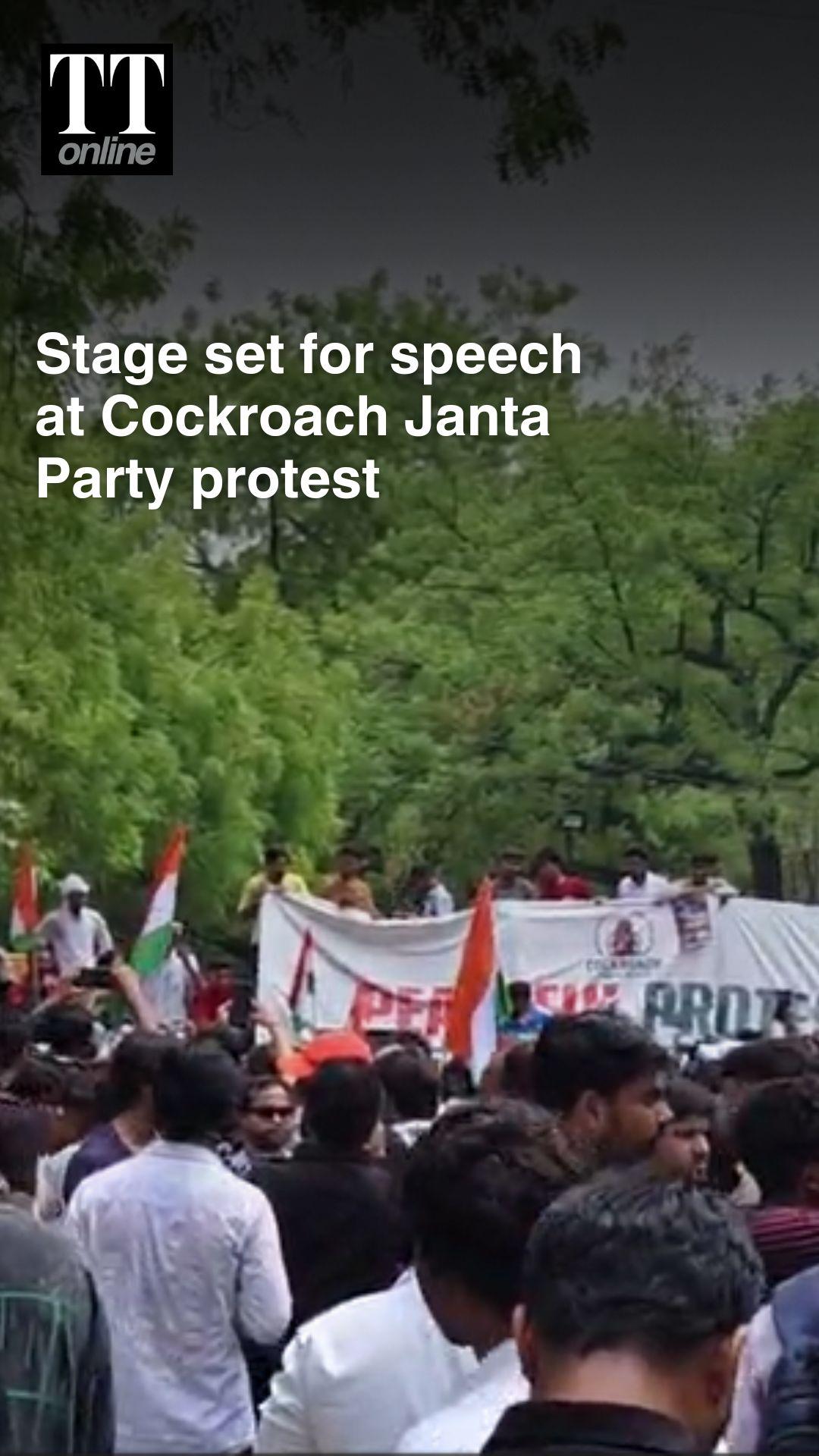 Tri Colour Flag Unfurls At Jantar Mantar As Cockroach Janta Party Protest Draws Crowds