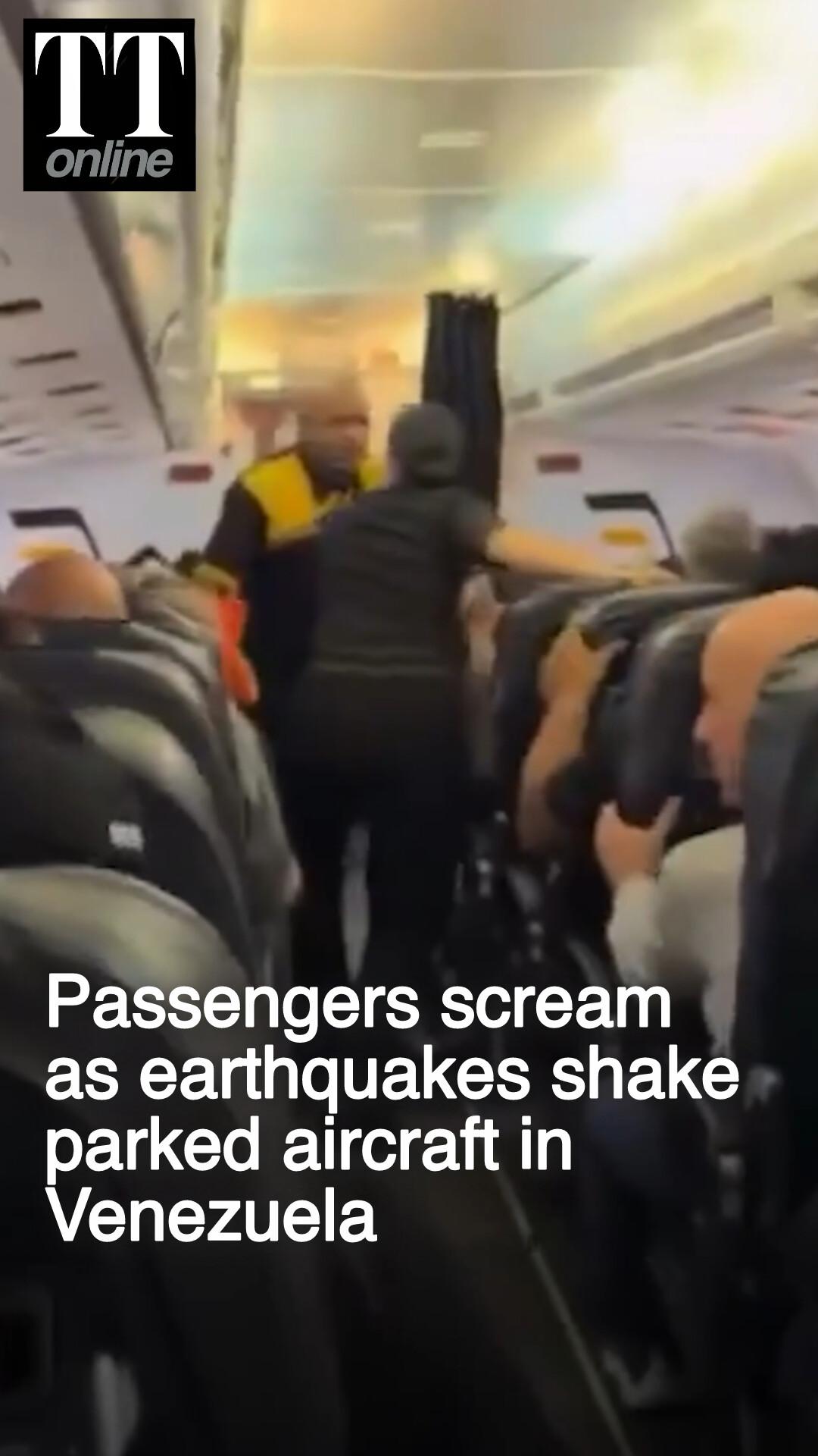 Passengers Panick as Earthquakes Shake Aircraft Parked at Venezuela Airport
