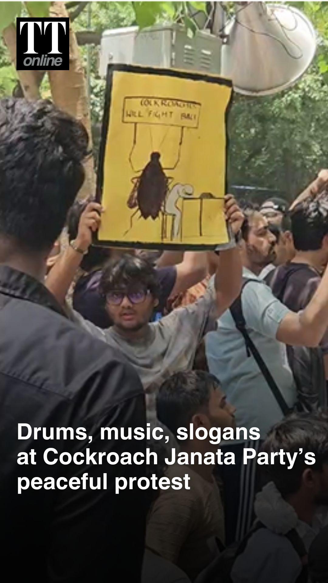Drums, Music, Slogans, Placards Mark Cockroach Janata Party’s Peaceful Protest at Jantar Mantar