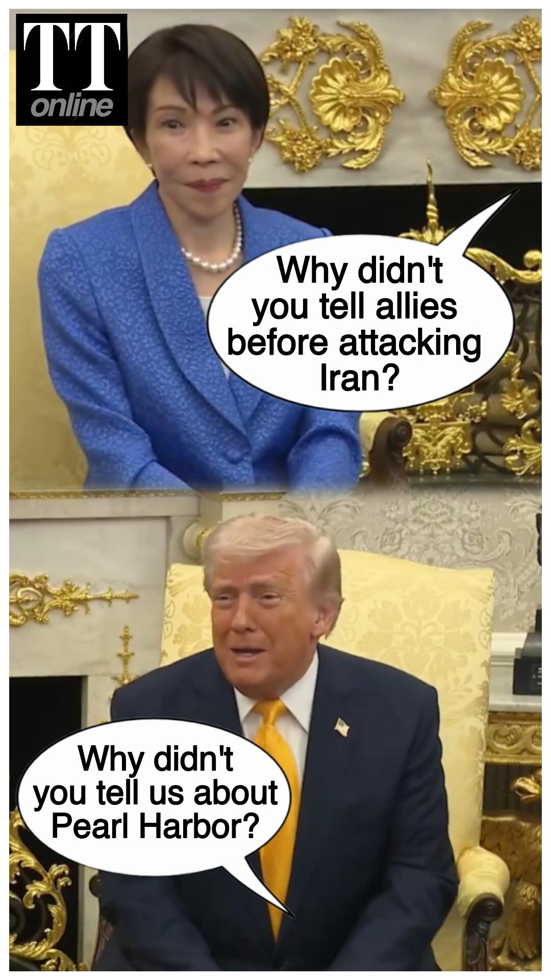 Trump Makes Pearl Harbour Joke In Front of Japanese PM to Defend Iran War