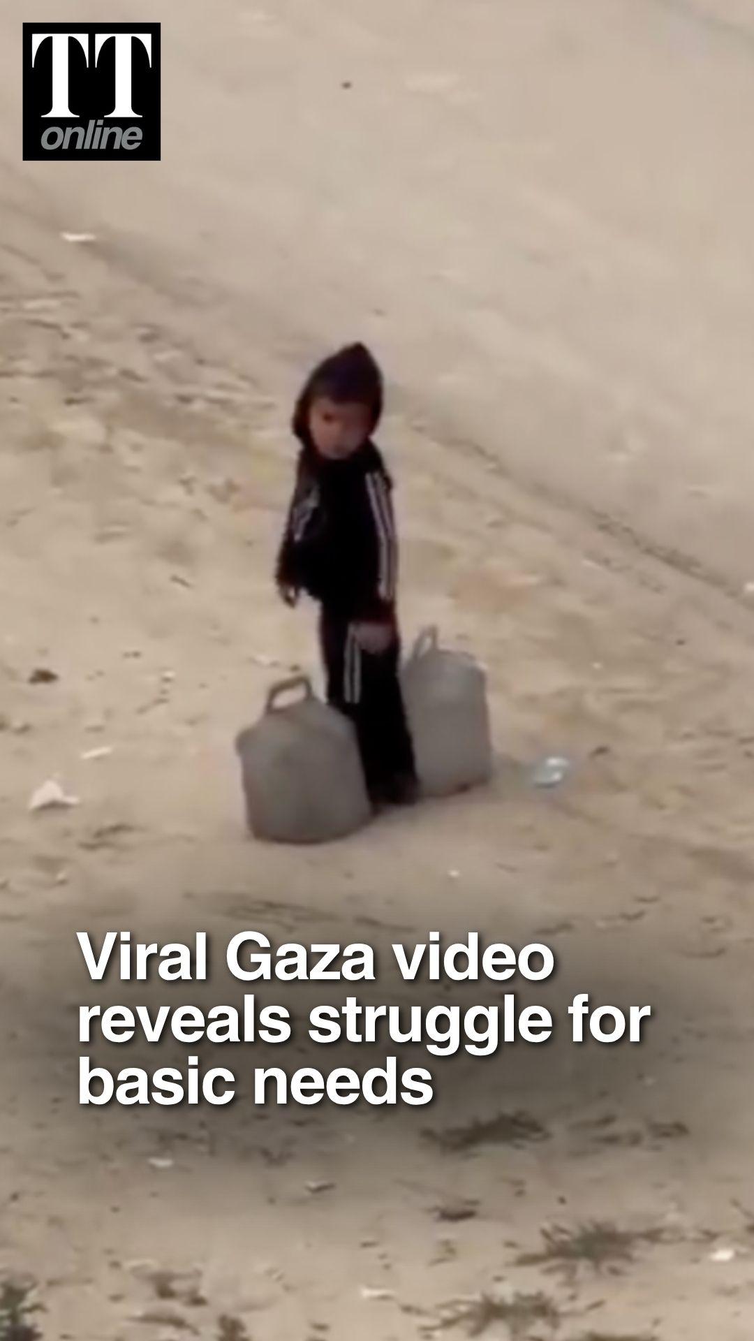 Gaza Boy Seen Carrying Water Alone Highlights Humanitarian Crisis