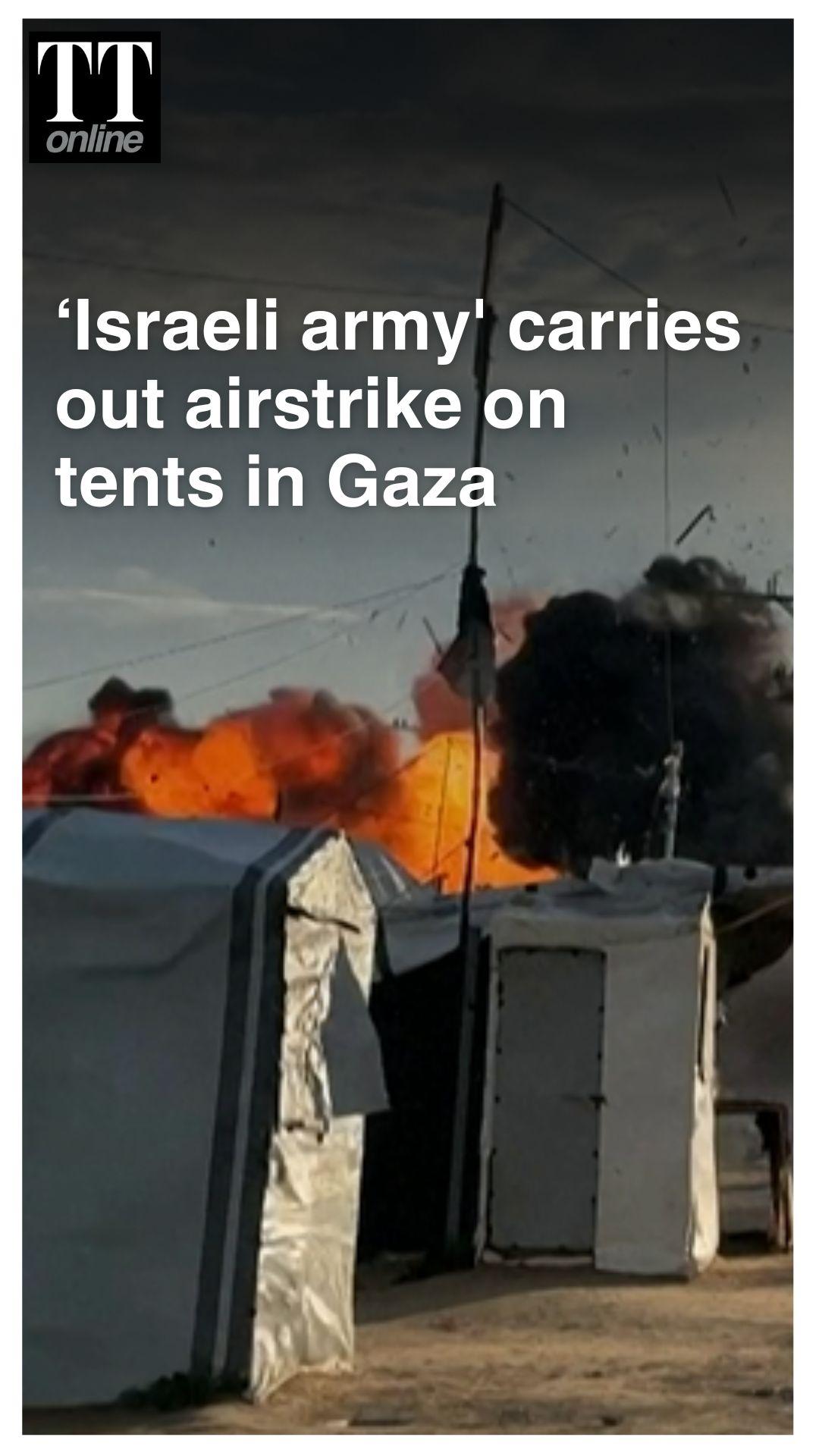 Moment ‘Israeli Strike’ Tore Through Tent Camp Housing Palestinians