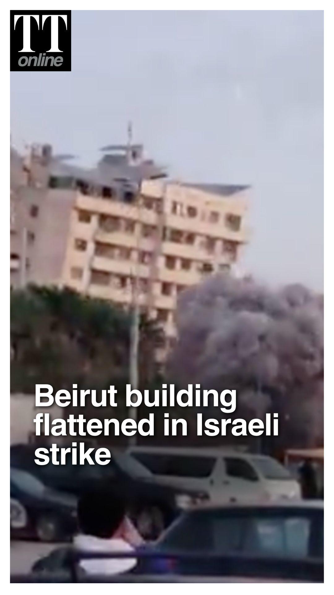 Moment Israeli Air Strike Flattens Residential Building in Beirut #israel #lebanon