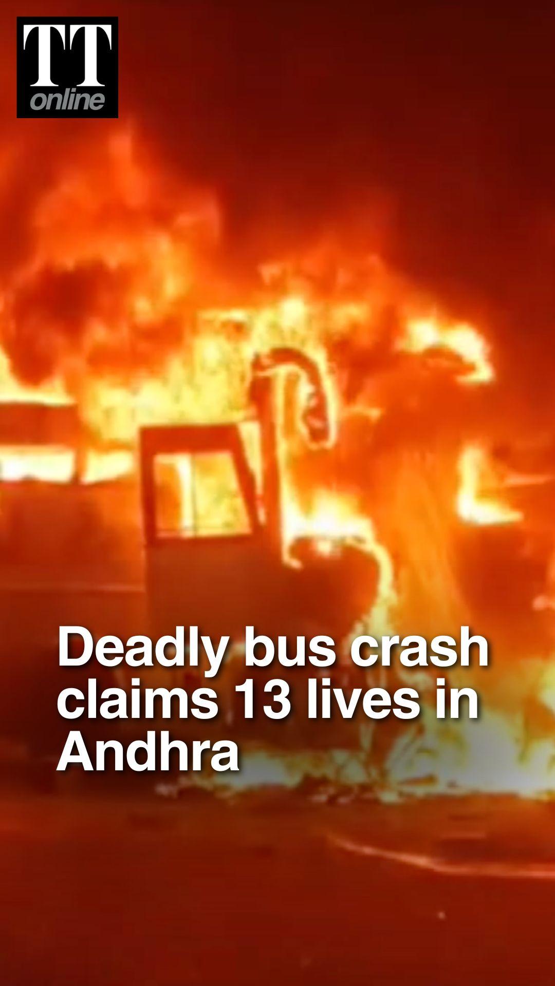Andhra Pradesh Bus Crash After Collision Triggers Fire, 13 Lives Lost