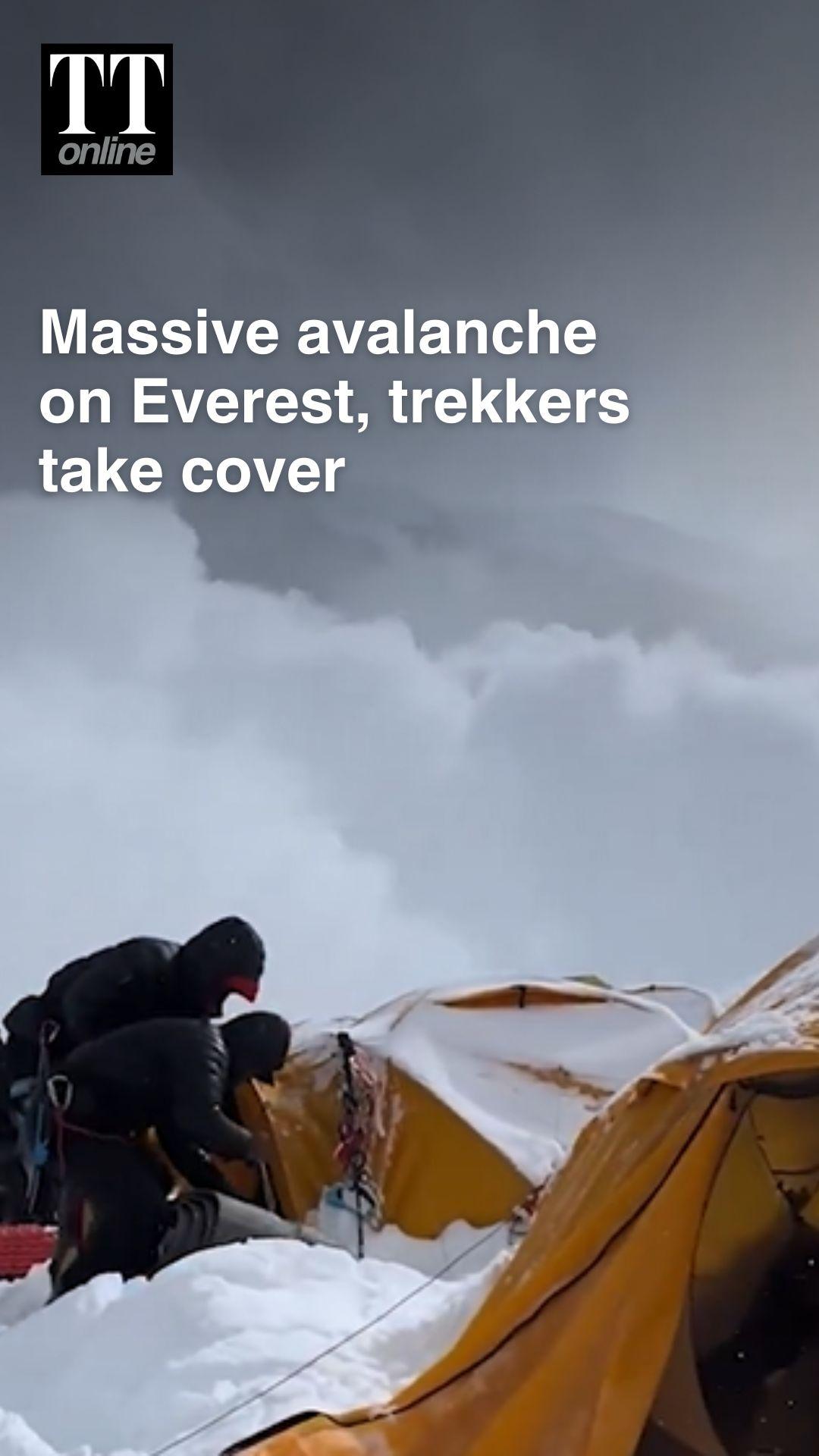 Terrifying Avalanche Near Everest Base Camp Forces Climbers to Take Cover
