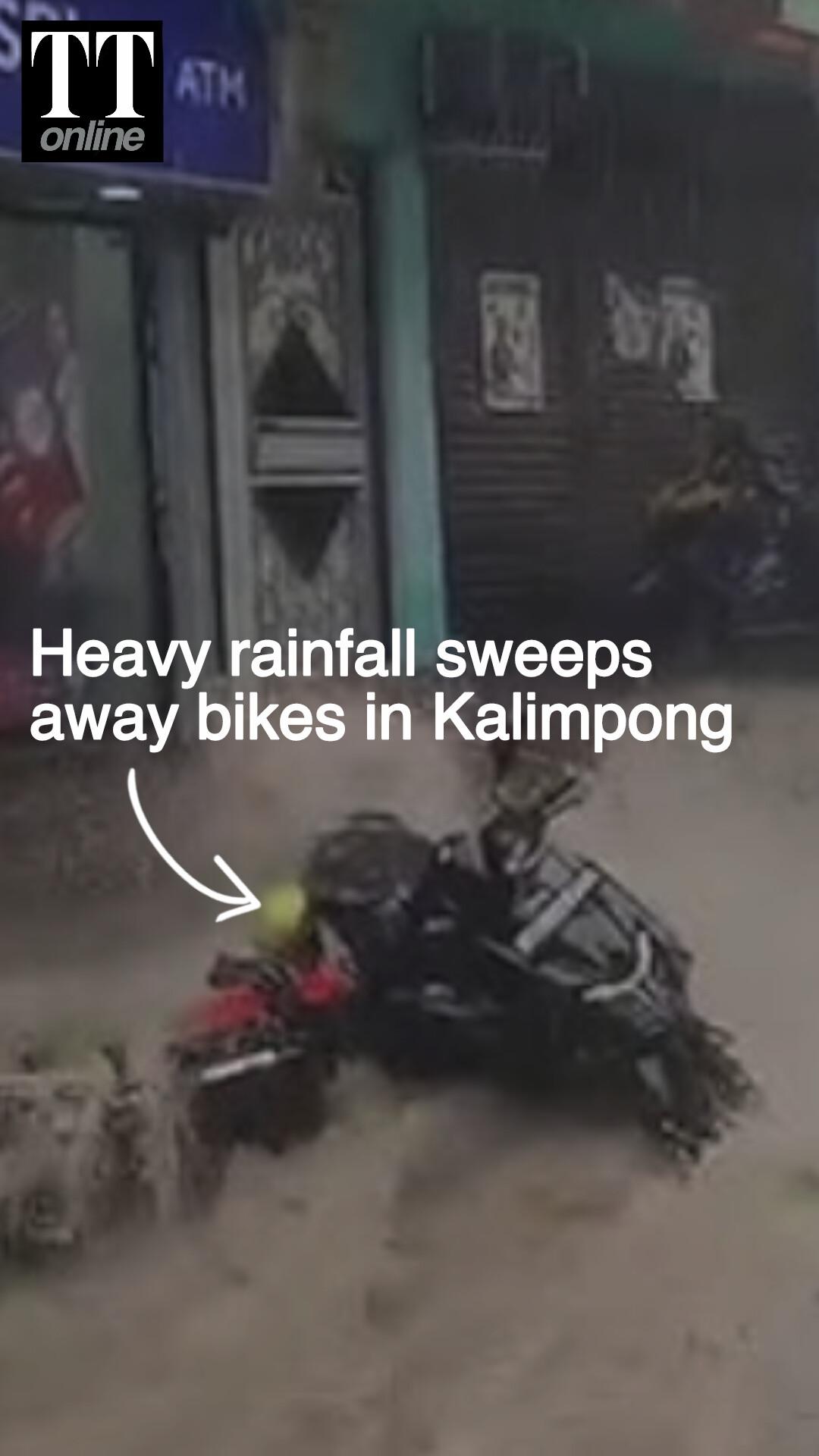 Heavy Rains Sweep Away Bikes in Kalimpong, Trigger Severe Waterlogging