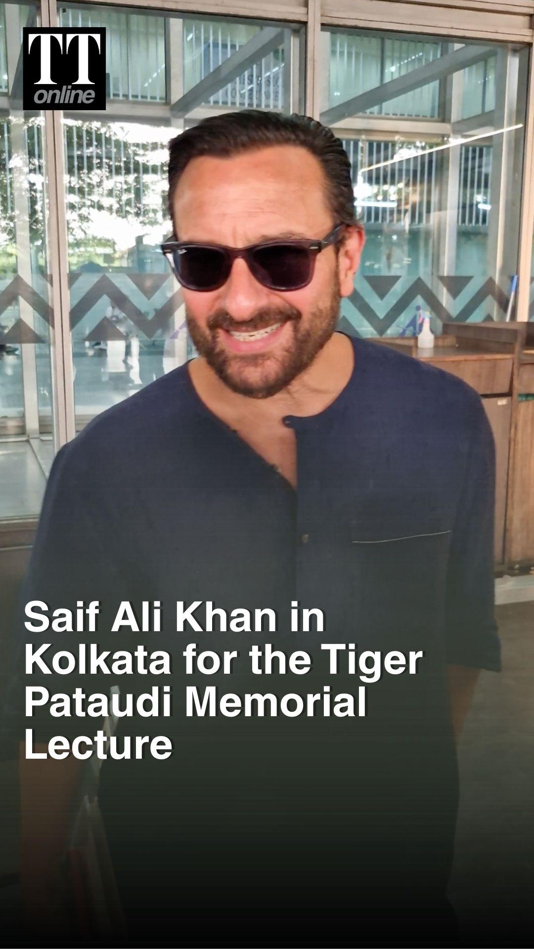 Actor Saif Ali Khan Arrives in Kolkata for the Tiger Pataudi Memorial Lecture 2026