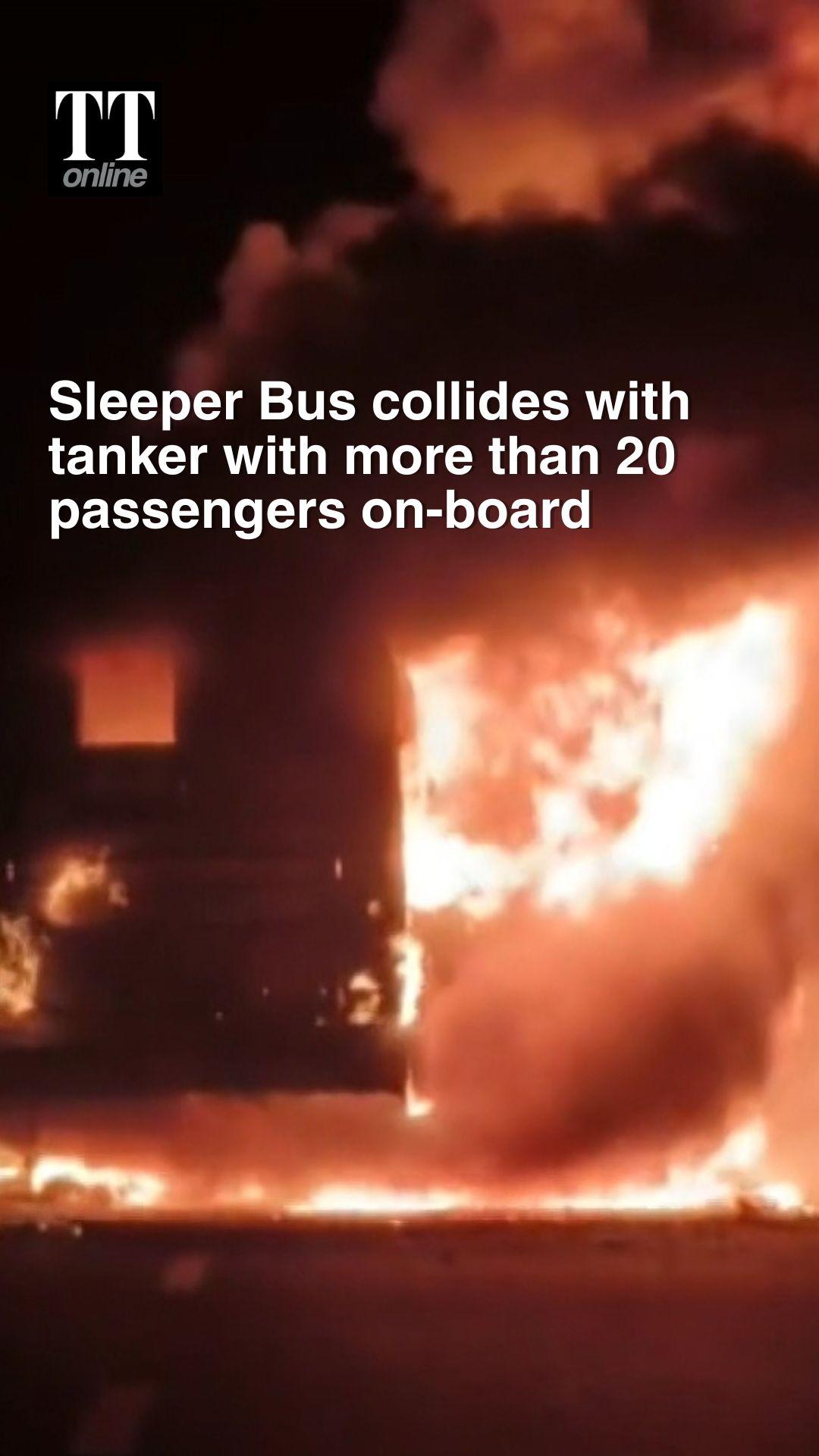 Sleeper Bus Bursts Into Flames After Tanker Crash, At Least Two Dead