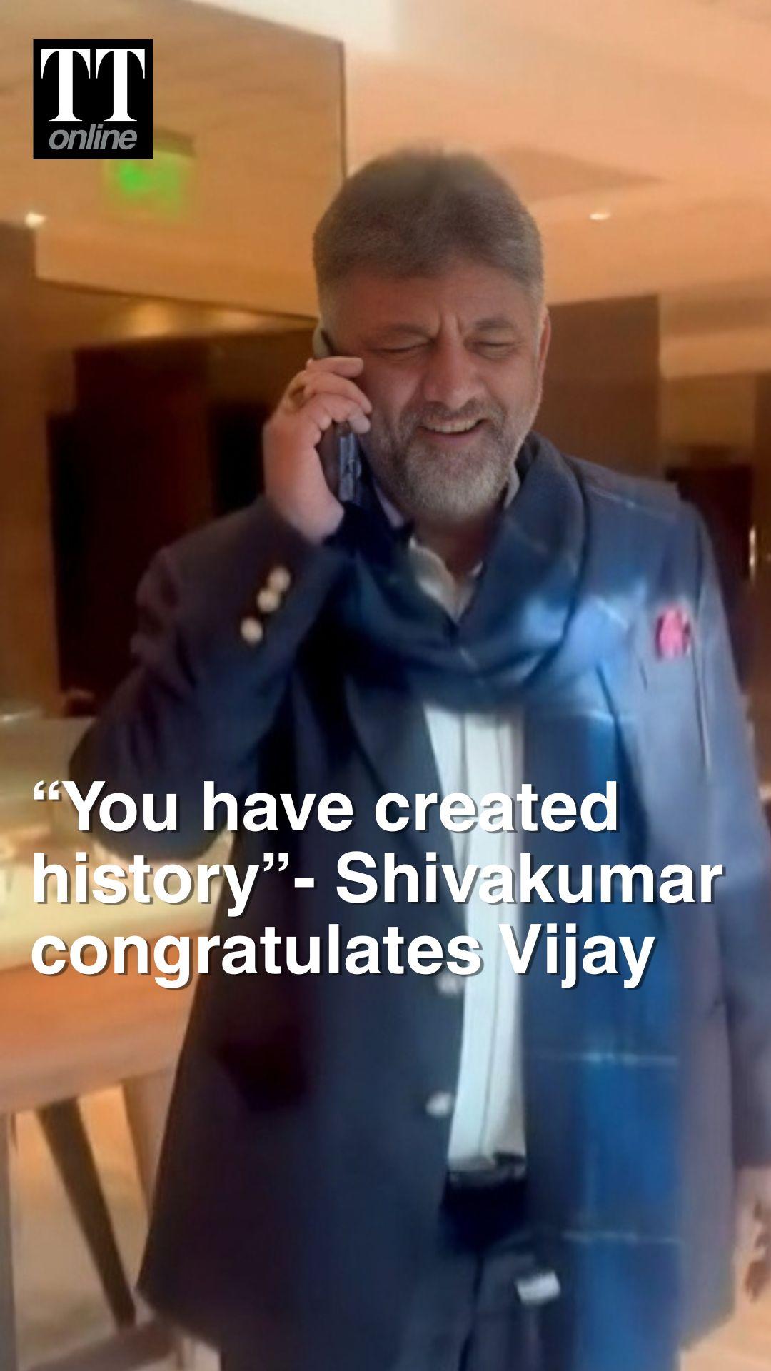 Karnataka Deputy CM DK Shivakumar Congratulates Tamil Nadu CM Vijay on "Creating History"