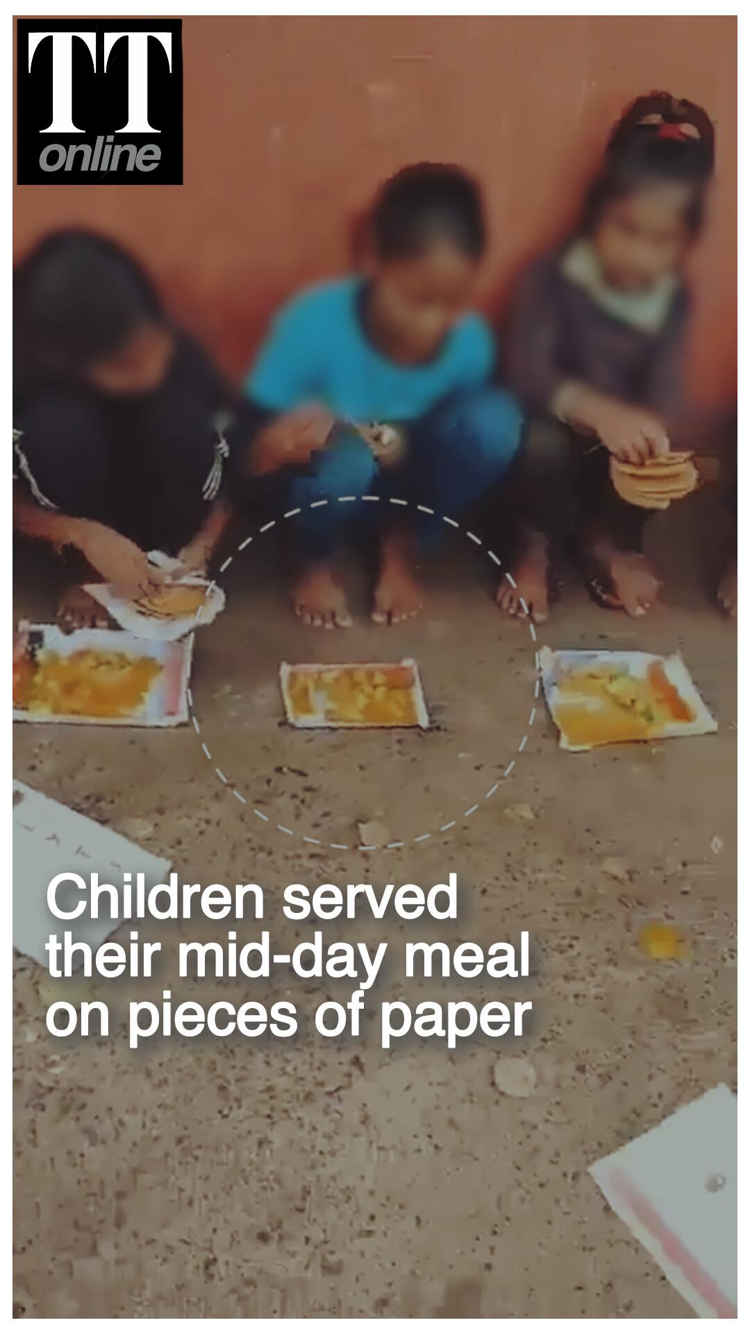 These Children Were Served Their Mid-day Meals on Pieces of Paper