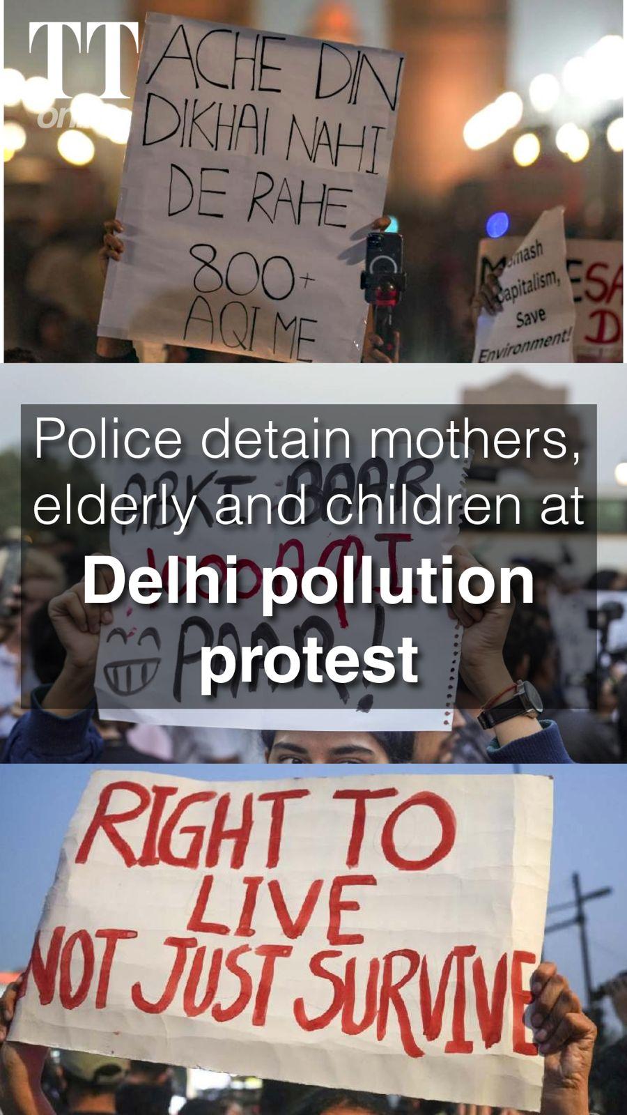 Delhi Pollution Protest | Protesters Gather at India Gate Seeking Solution, Detained by Police