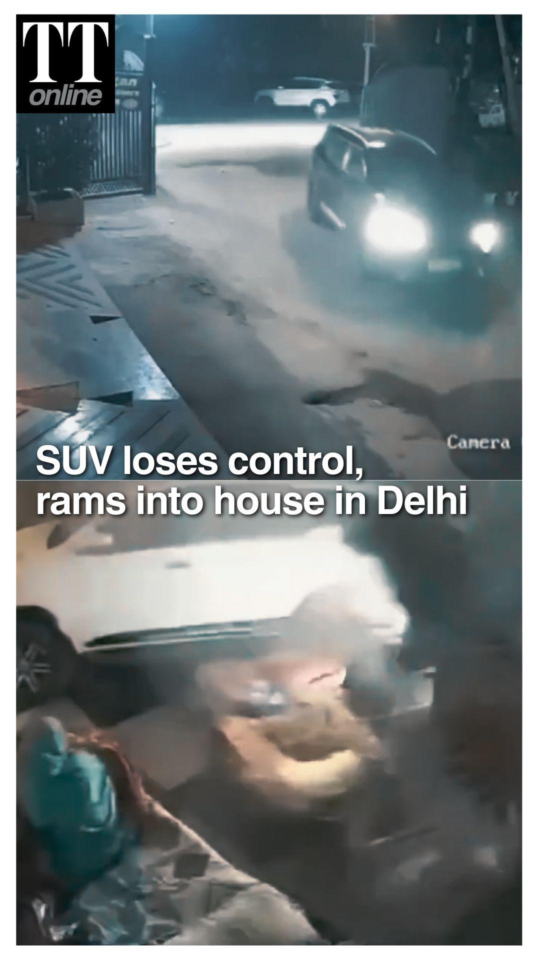 CCTV Captures High-Speed SUV Crash Inside Home in Delhi’s Rohini