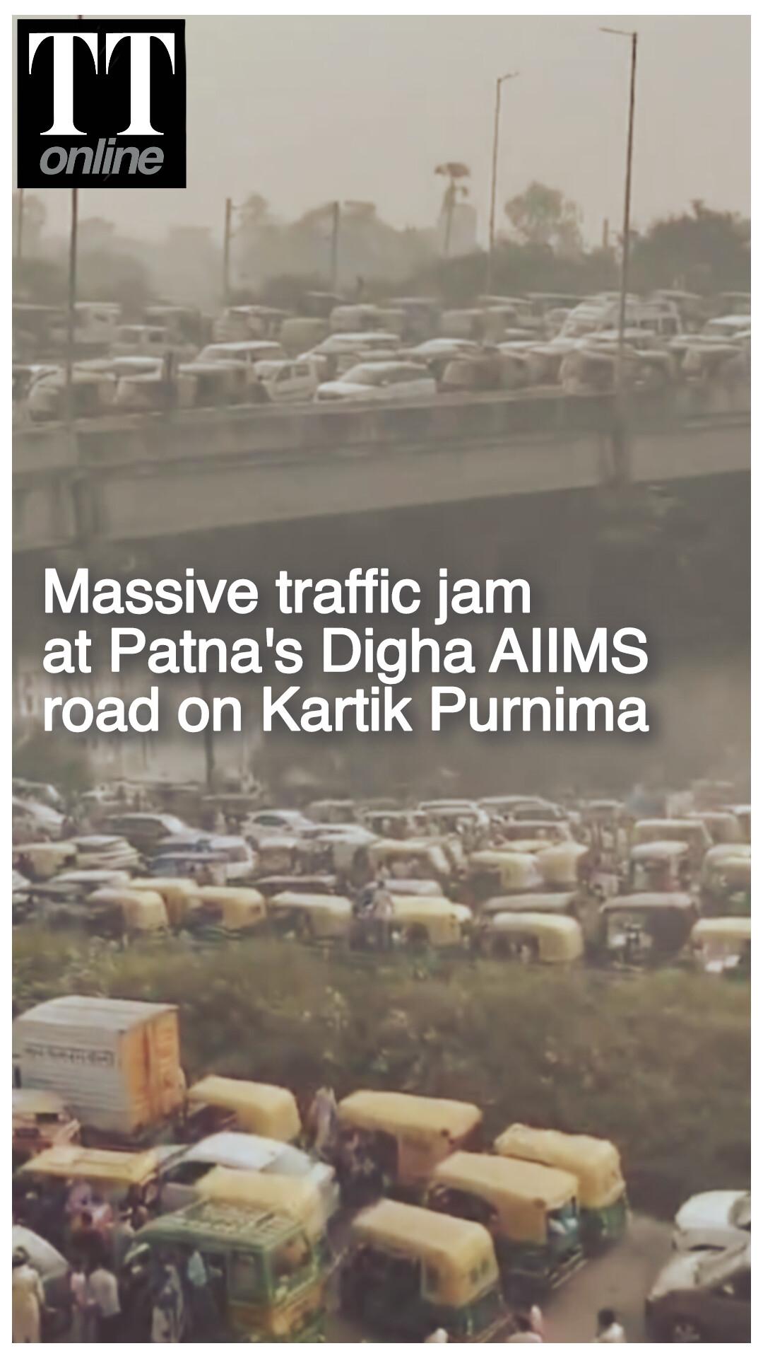 Huge Traffic Jam at Digha AIIMS Road in Patna — Thousands Gather to Take Holy Dip on Kartik Purnima
