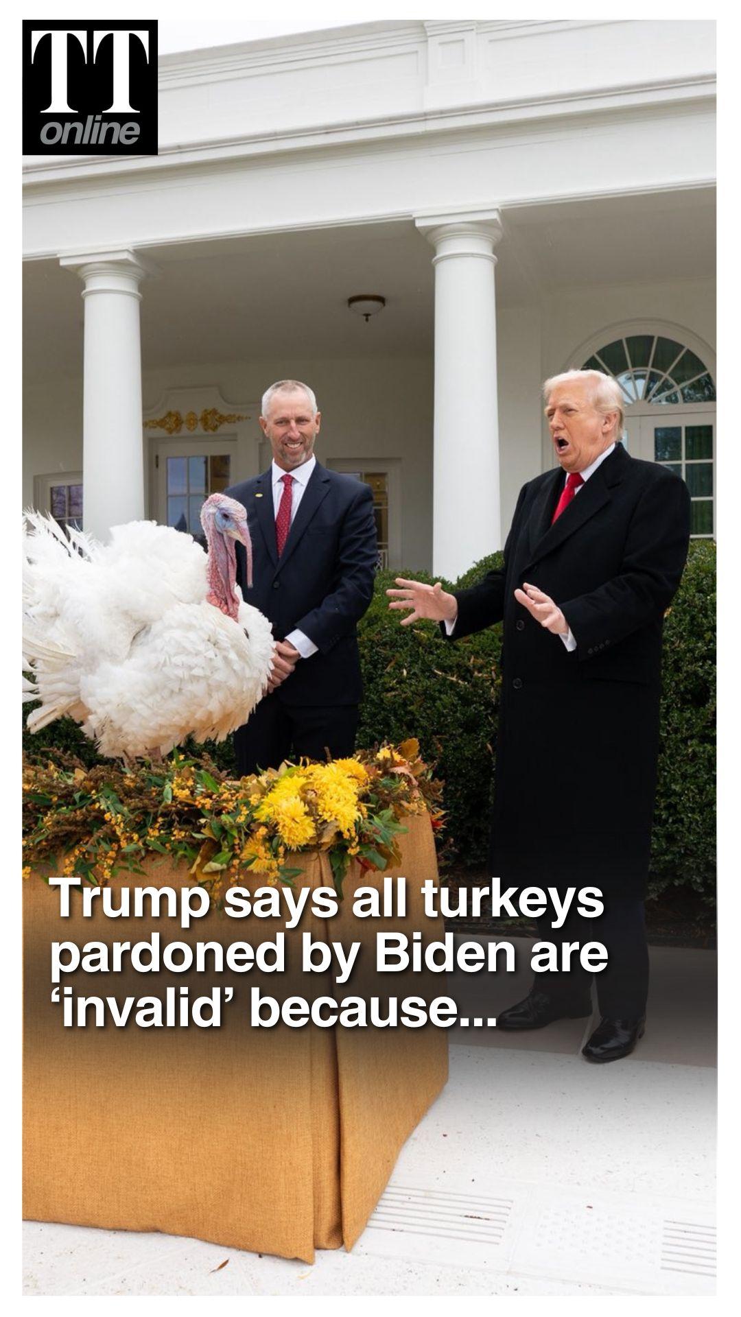Trump Pardons Thanksgiving Turkeys ‘Waddle and Gobble’, Says Biden’s Past Pardons Were ‘Invalid’