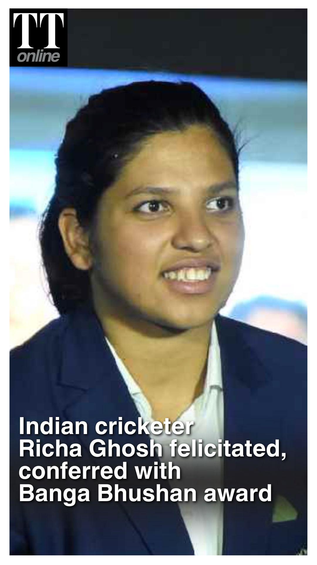 Indian Cricketer Richa Ghosh Gets Golden Bat, Rs 34 lakh, DSP Rank in Grand Eden Felicitation