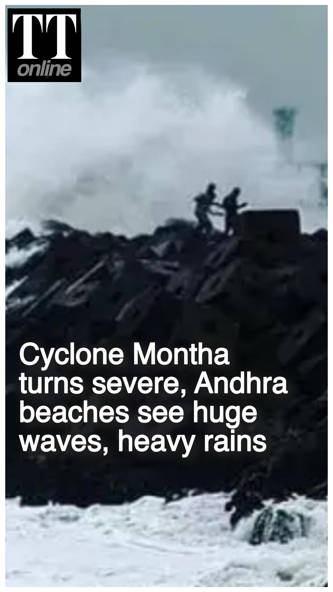 Ahead of Cyclone Motha's Landfall, Rough Sea Conditions at Andhra Beaches