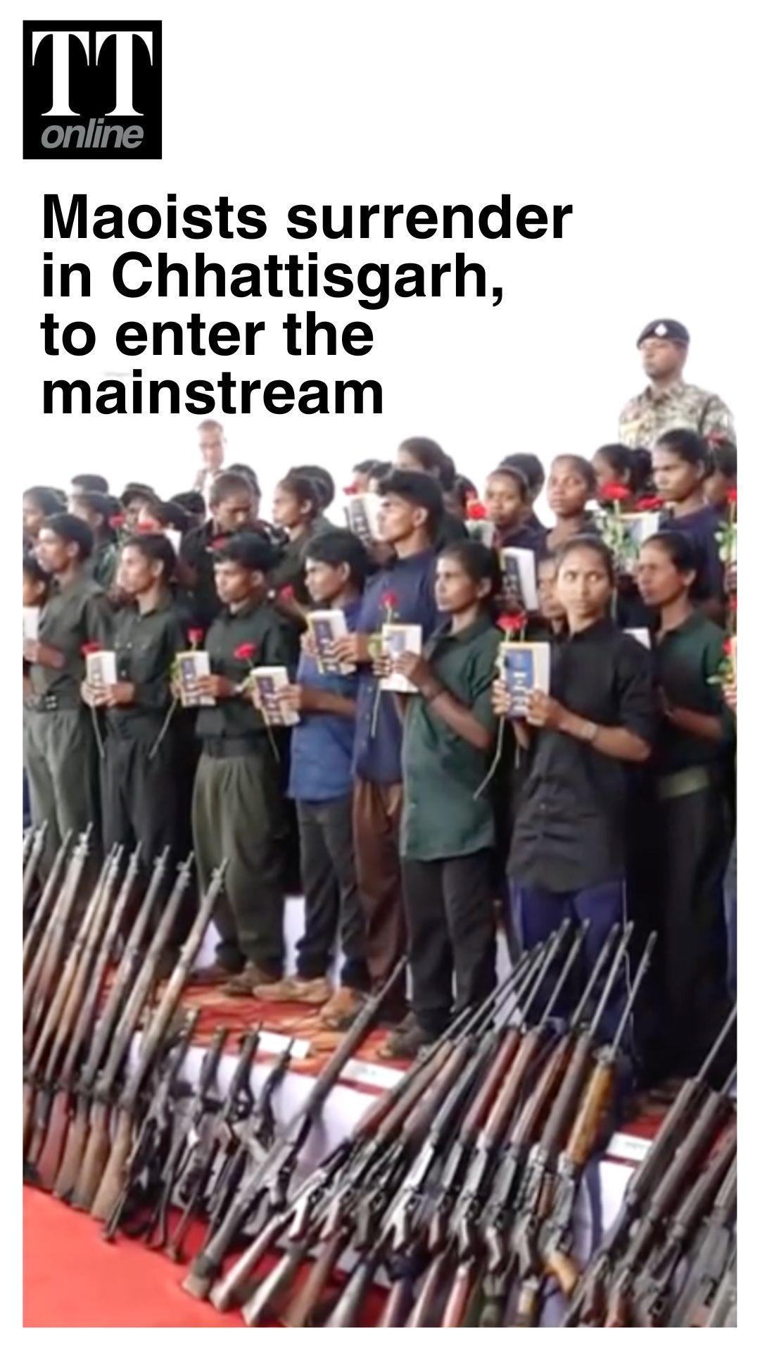 ‘Biggest’ Maoist Surrender in Chhattisgarh, 210 Rebels Hand Over 153 Weapons